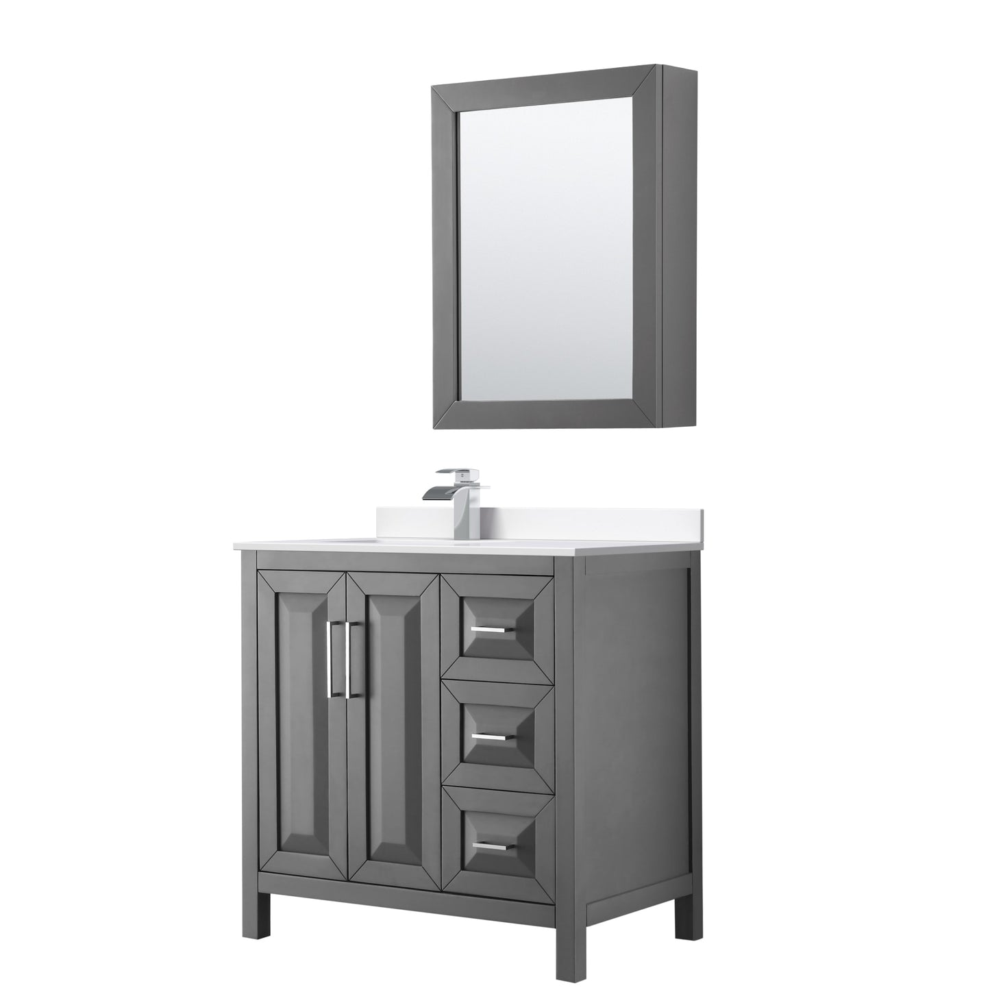 Daria Bathroom Vanity with Countertop 36 inch Single Sink Single hole Faucet Setup