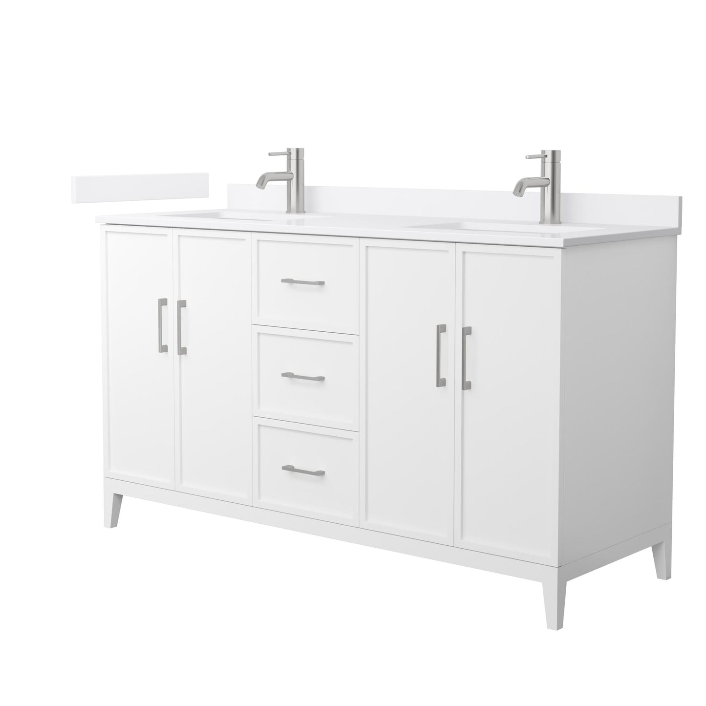 Elan Bathroom Vanity with Countertop 60 inch Double Sink Single hole Faucet Setup