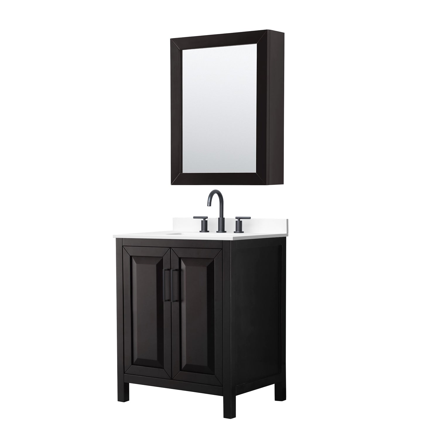Daria Bathroom Vanity with Countertop 30 inch Single Sink 3-hole Faucet Setup