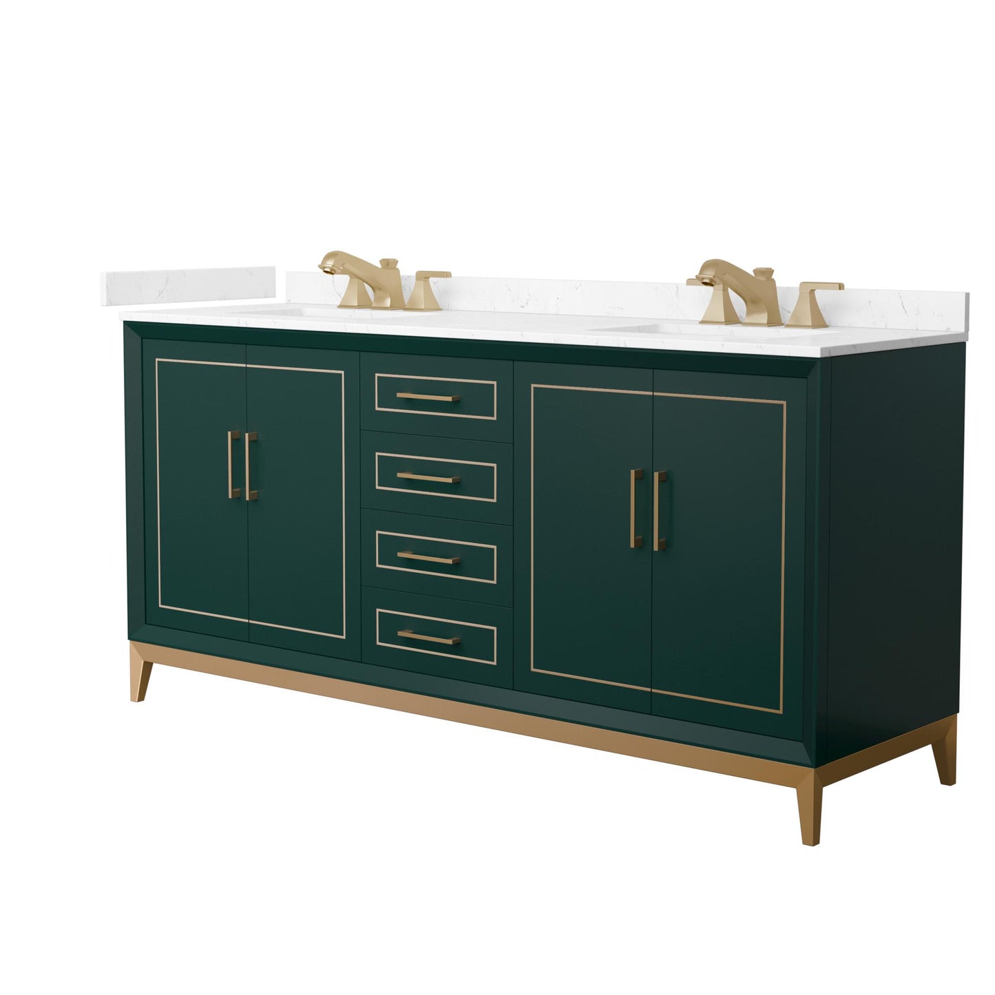 Marlena Bathroom Vanity with Countertop 72 inch Double Sink 3-hole Faucet Setup