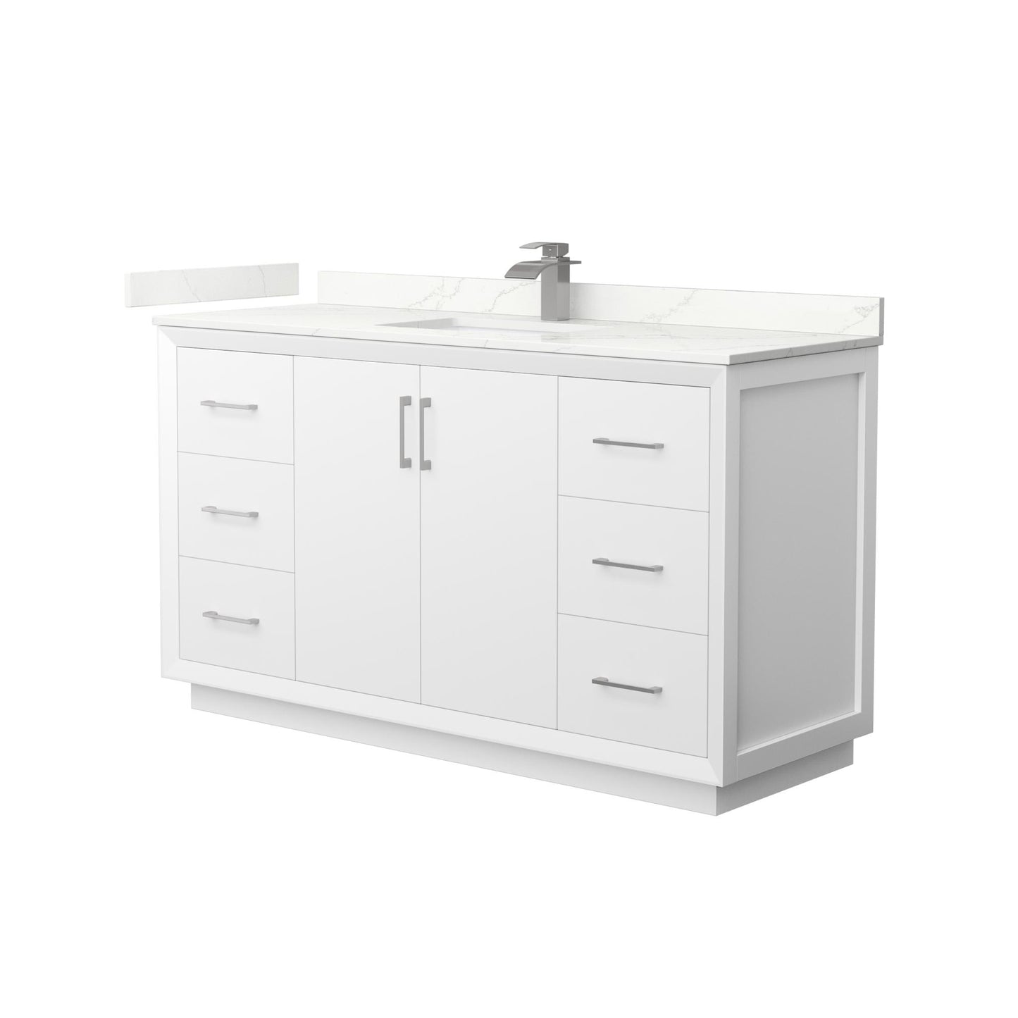 Strada Bathroom Vanity with Countertop 60 inch Single Sink Single hole Faucet Setup