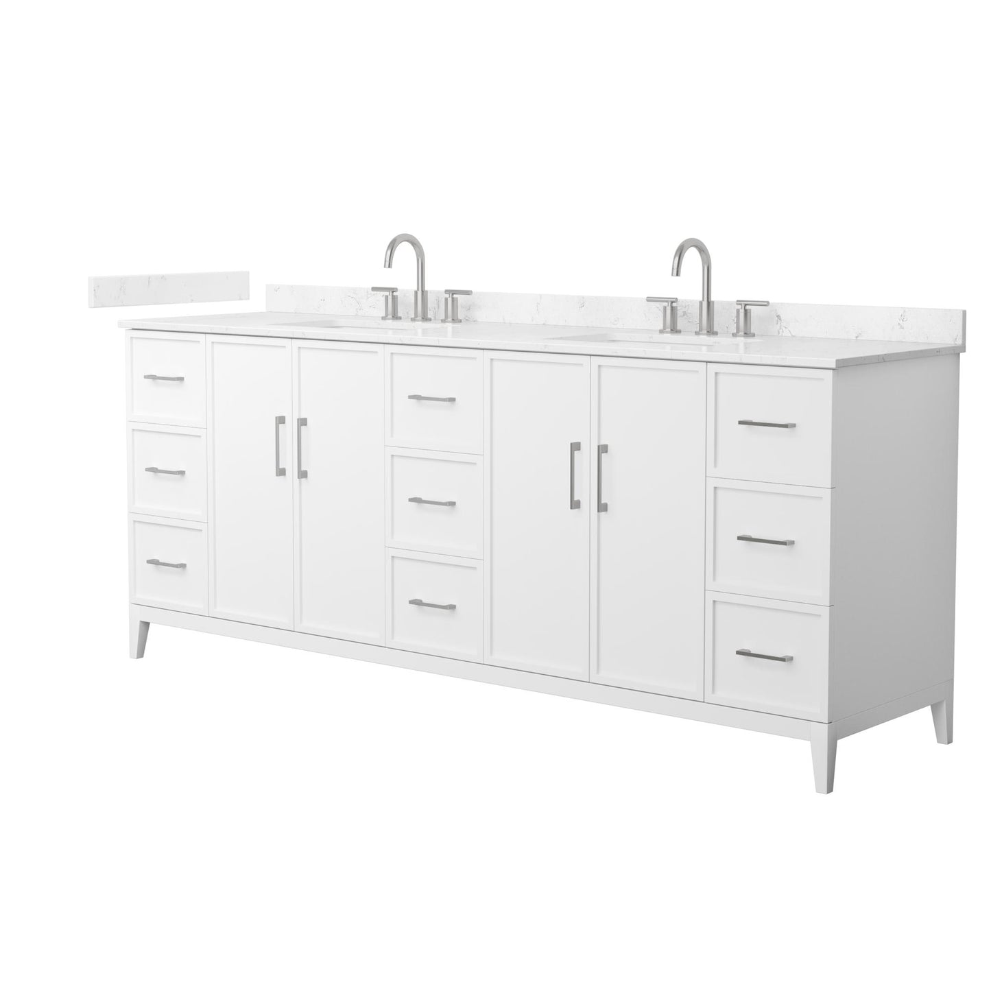Elan Bathroom Vanity with Countertop 84 inch Double Sink 3-hole Faucet Setup