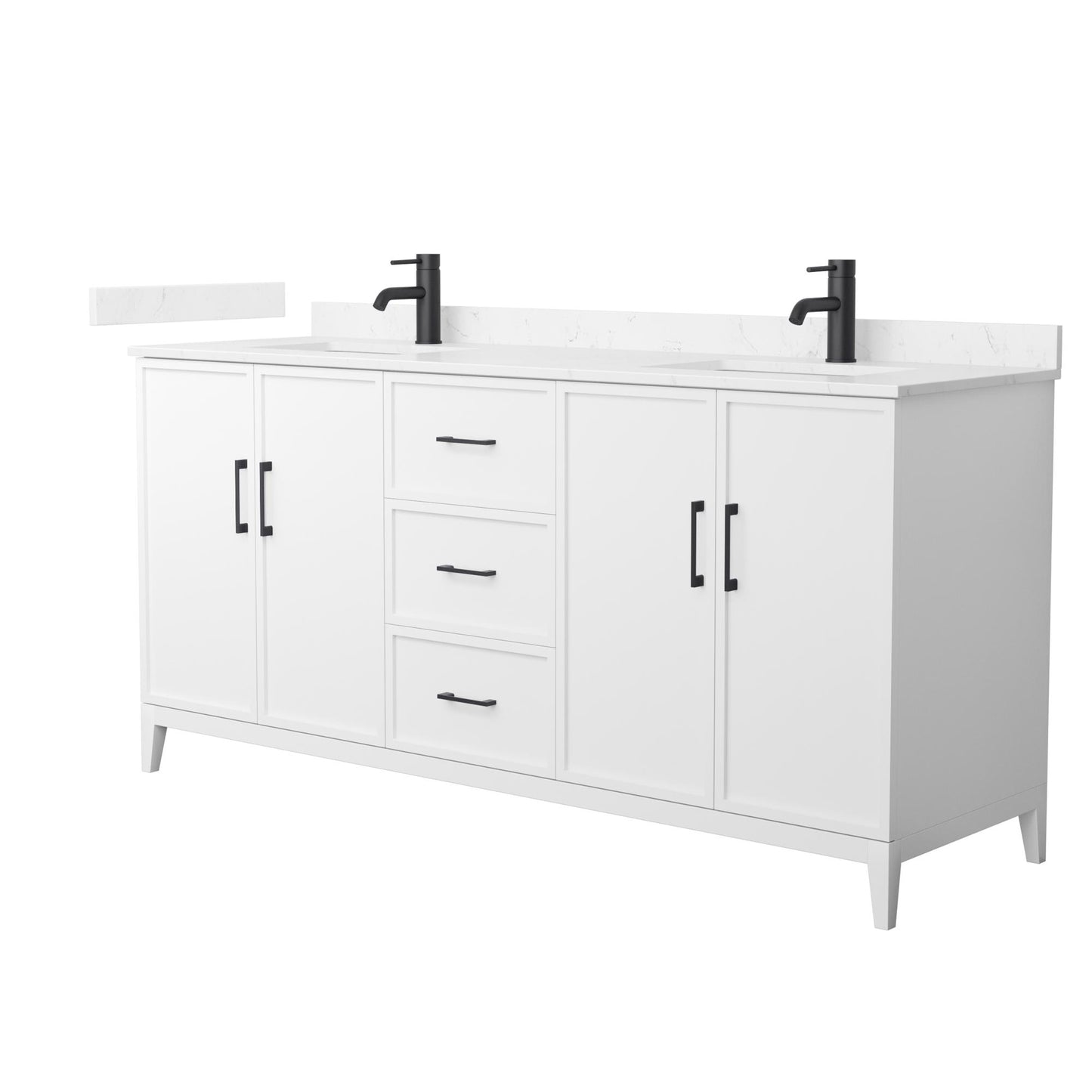 Elan Bathroom Vanity with Countertop 72 inch Double Sink Single hole Faucet Setup