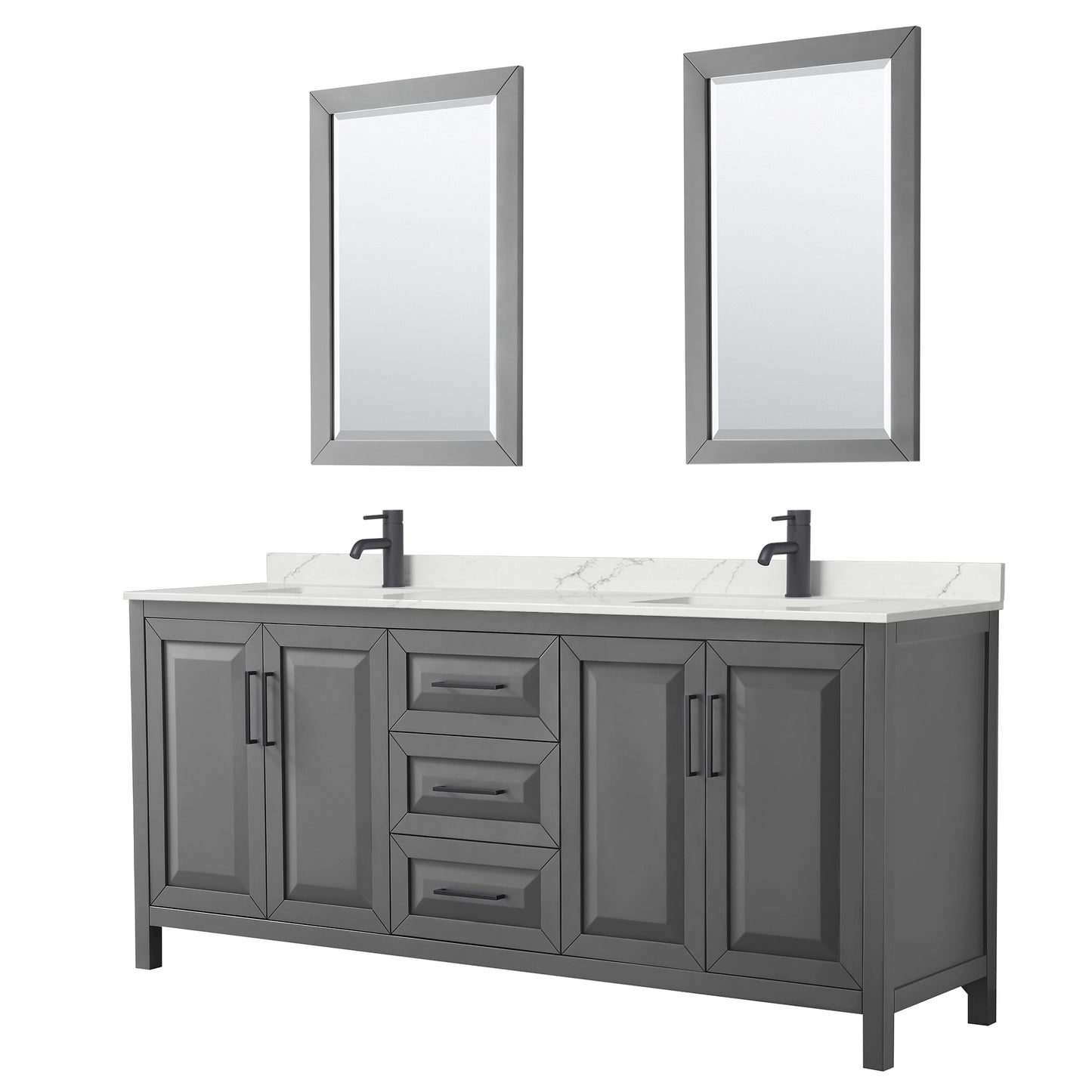 Daria Bathroom Vanity with Countertop 80 inch Double Sink Single hole Faucet Setup