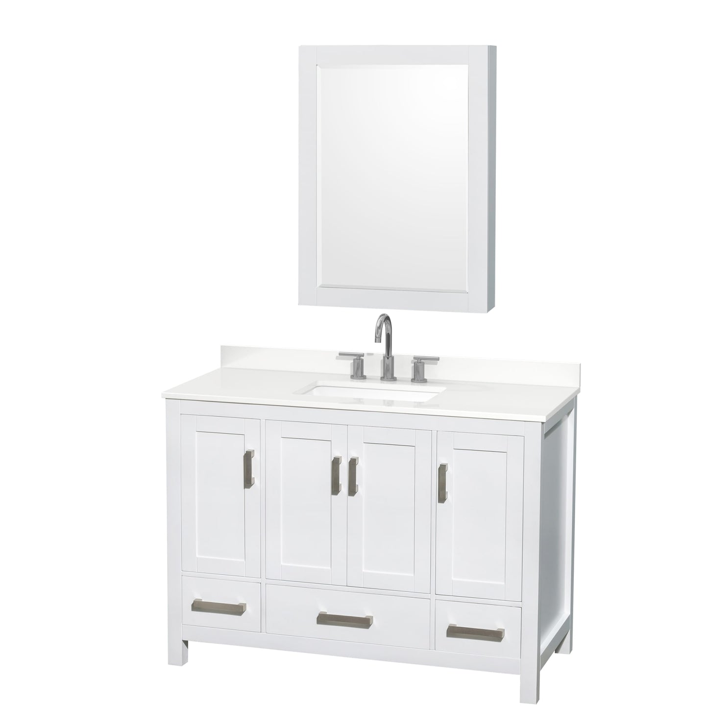Sheffield Bathroom Vanity with Countertop 48 inch Single Sink 3-hole Faucet Setup