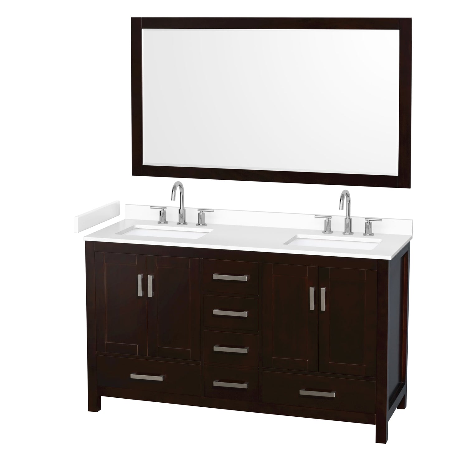 Sheffield Bathroom Vanity with Countertop 60 inch Double Sink 3-hole Faucet Setup