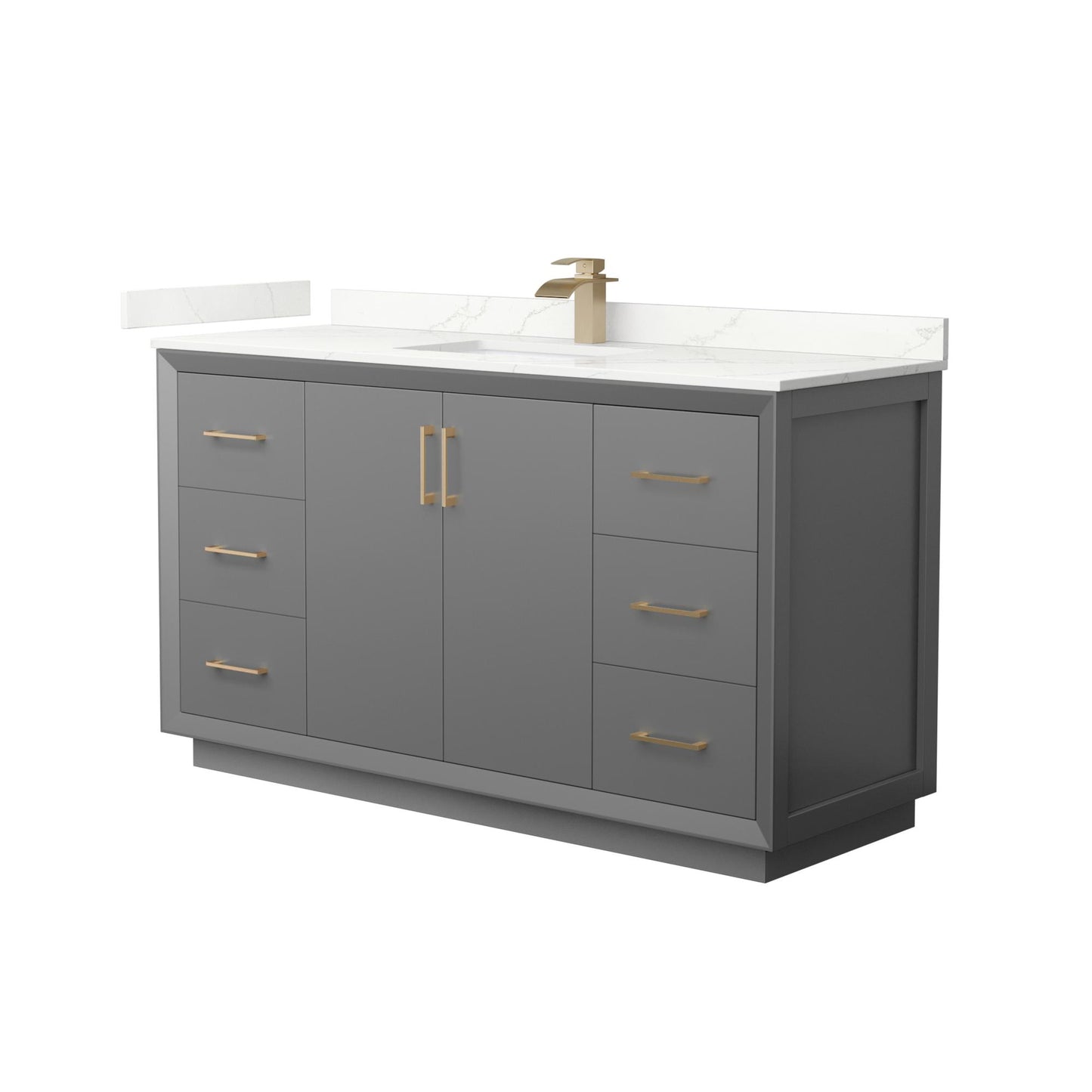 Strada Bathroom Vanity with Countertop 60 inch Single Sink Single hole Faucet Setup