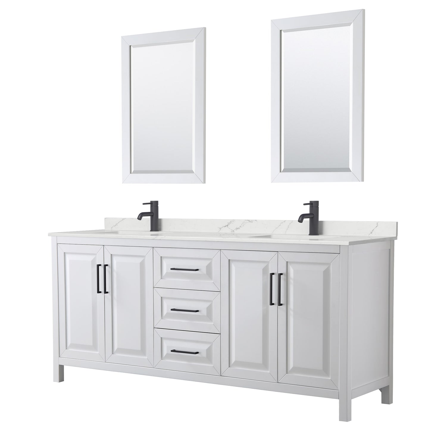 Daria Bathroom Vanity with Countertop 80 inch Double Sink Single hole Faucet Setup