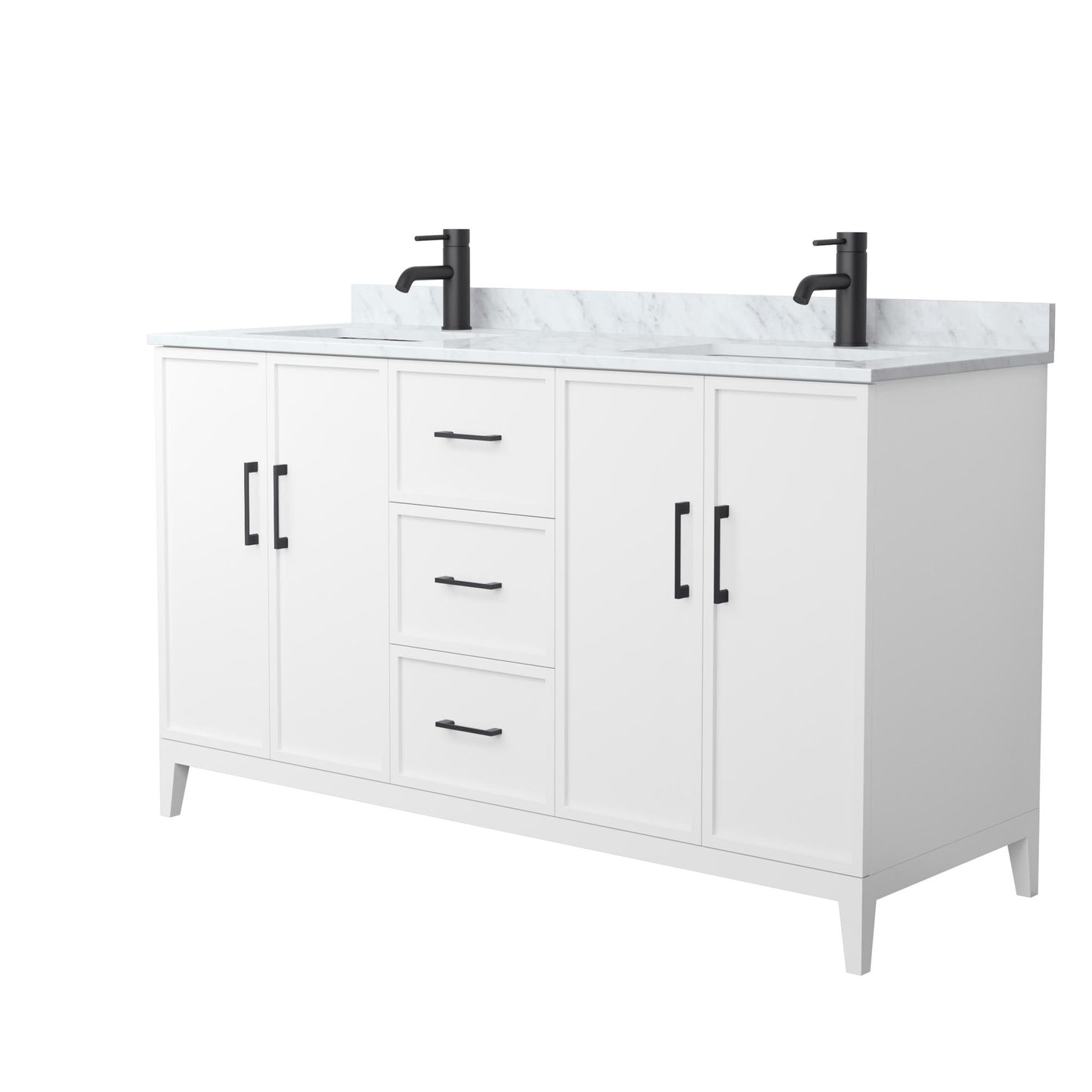 Elan Bathroom Vanity with Countertop 60 inch Double Sink Single hole Faucet Setup