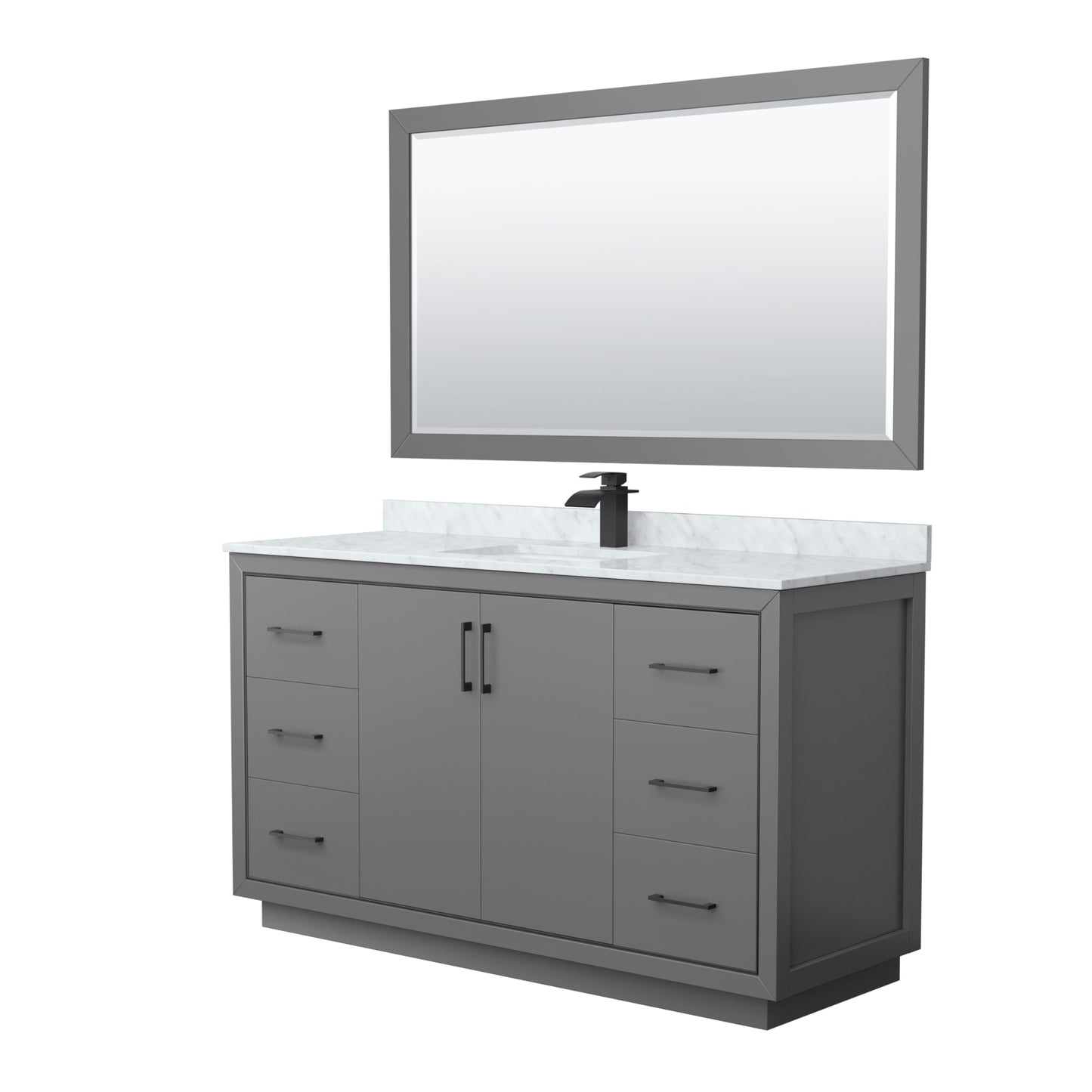 Icon Bathroom Vanity with Countertop 60 inch Single Sink Single hole Faucet Setup