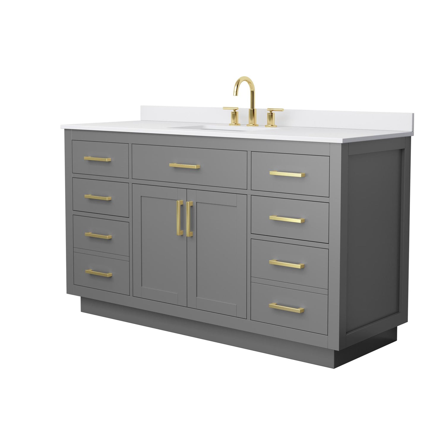 Beckett TK Bathroom Vanity with Countertop 60 inch Single Sink 3-hole Faucet Setup