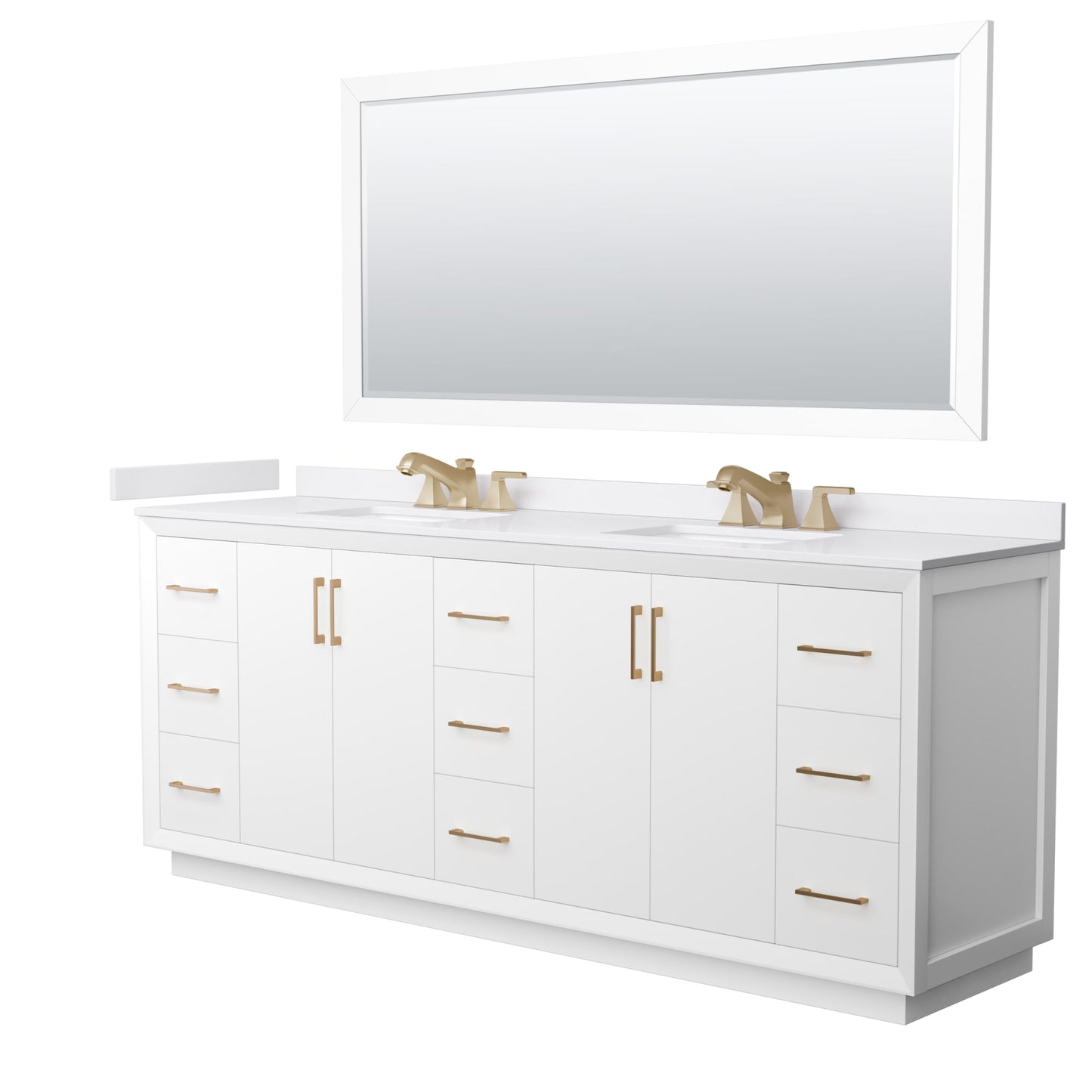 Strada Bathroom Vanity with Countertop 84 inch Double Sink 3-hole Faucet Setup