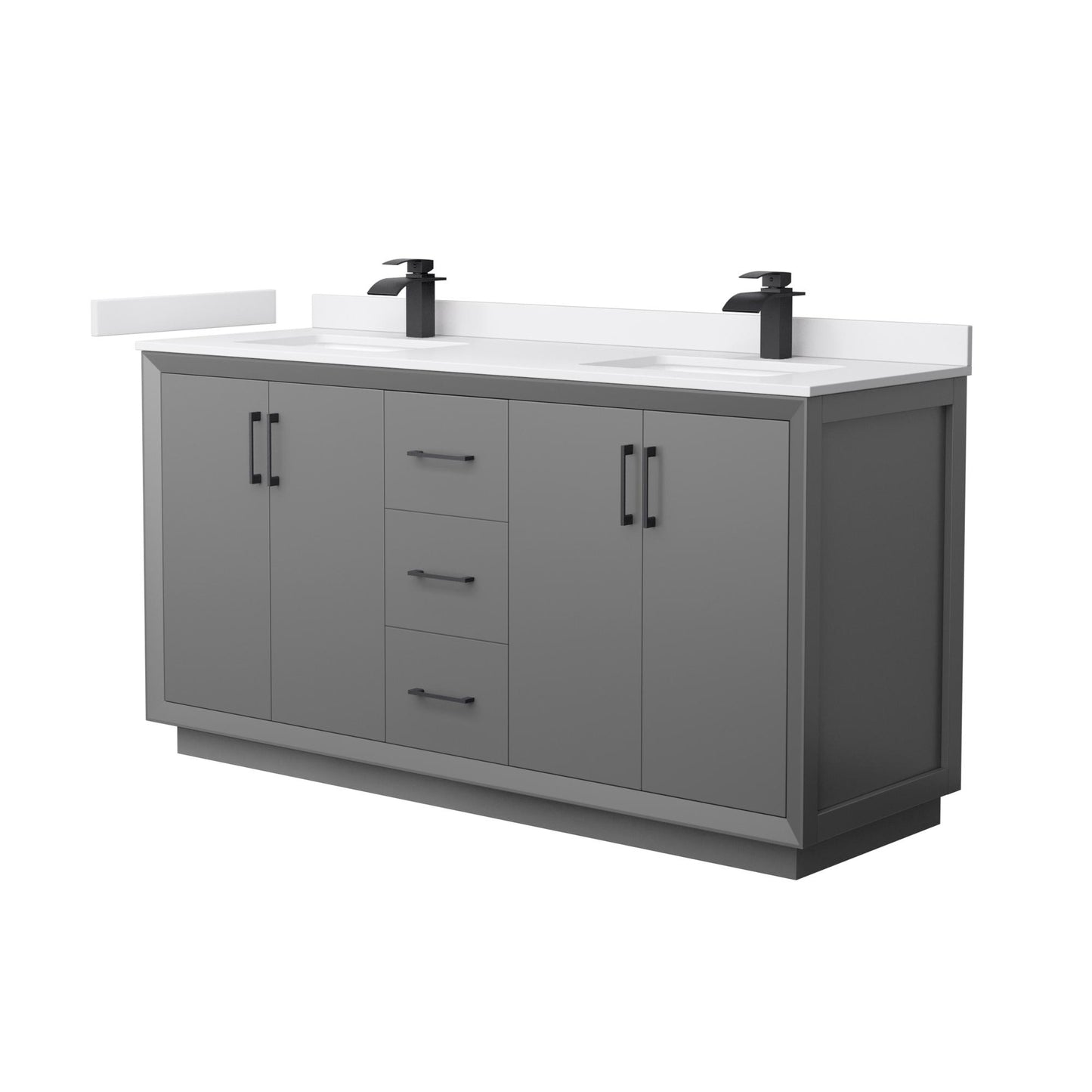 Strada Bathroom Vanity with Countertop 66 inch Double Sink Single hole Faucet Setup