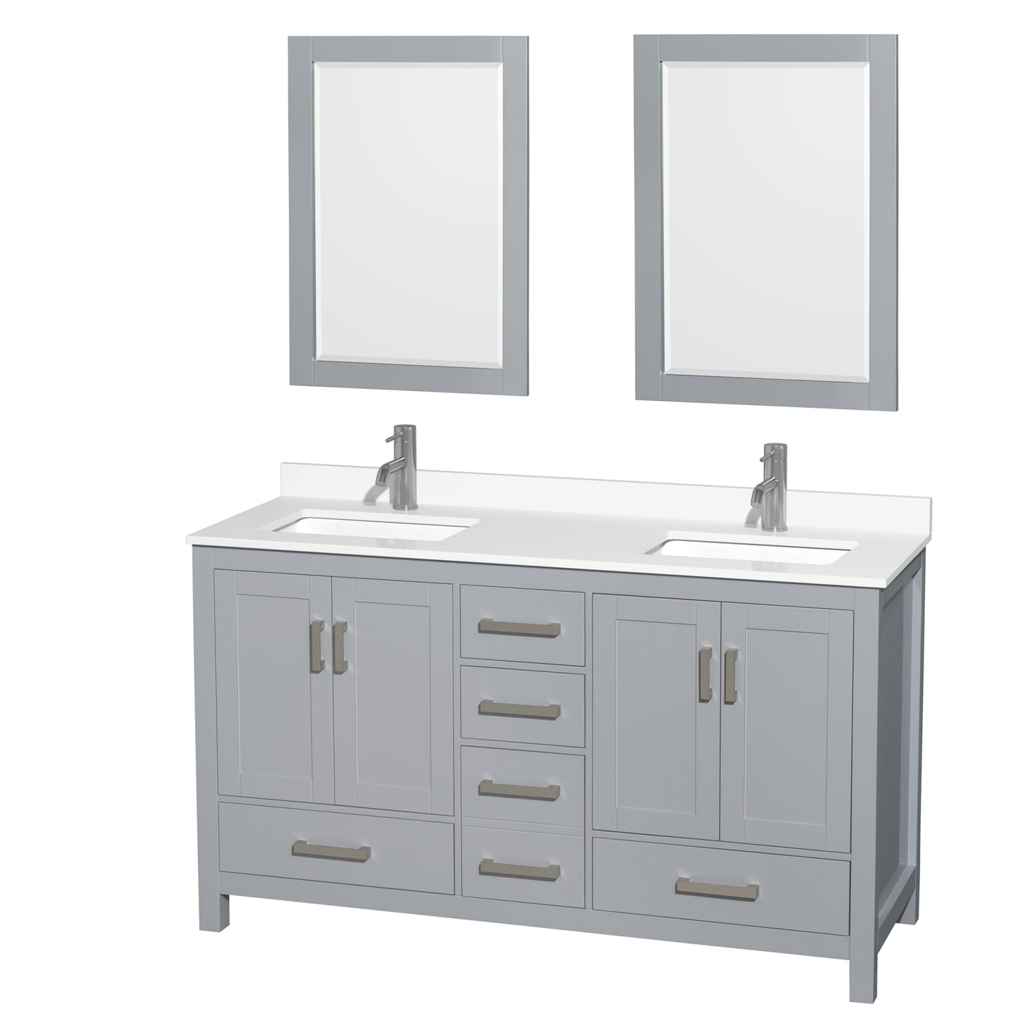 Sheffield Bathroom Vanity with Countertop 60 inch Double Sink Single hole Faucet Setup