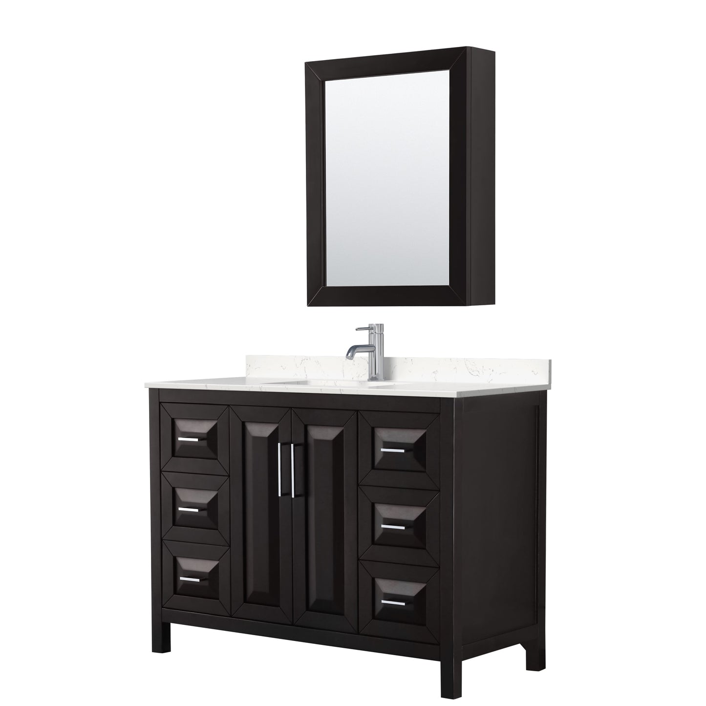 Daria Bathroom Vanity with Countertop 48 inch Single Sink Single hole Faucet Setup