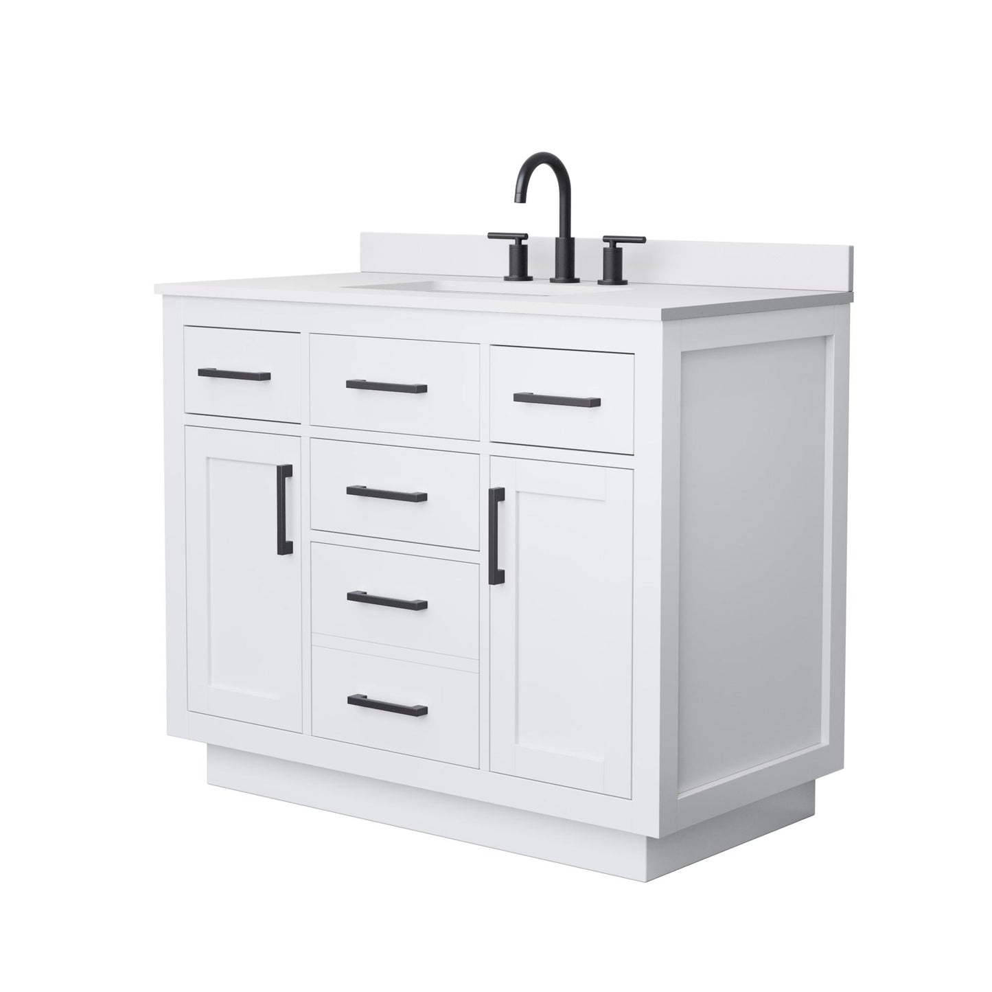 Beckett TK Bathroom Vanity with Countertop 42 inch Single Sink 3-hole Faucet Setup