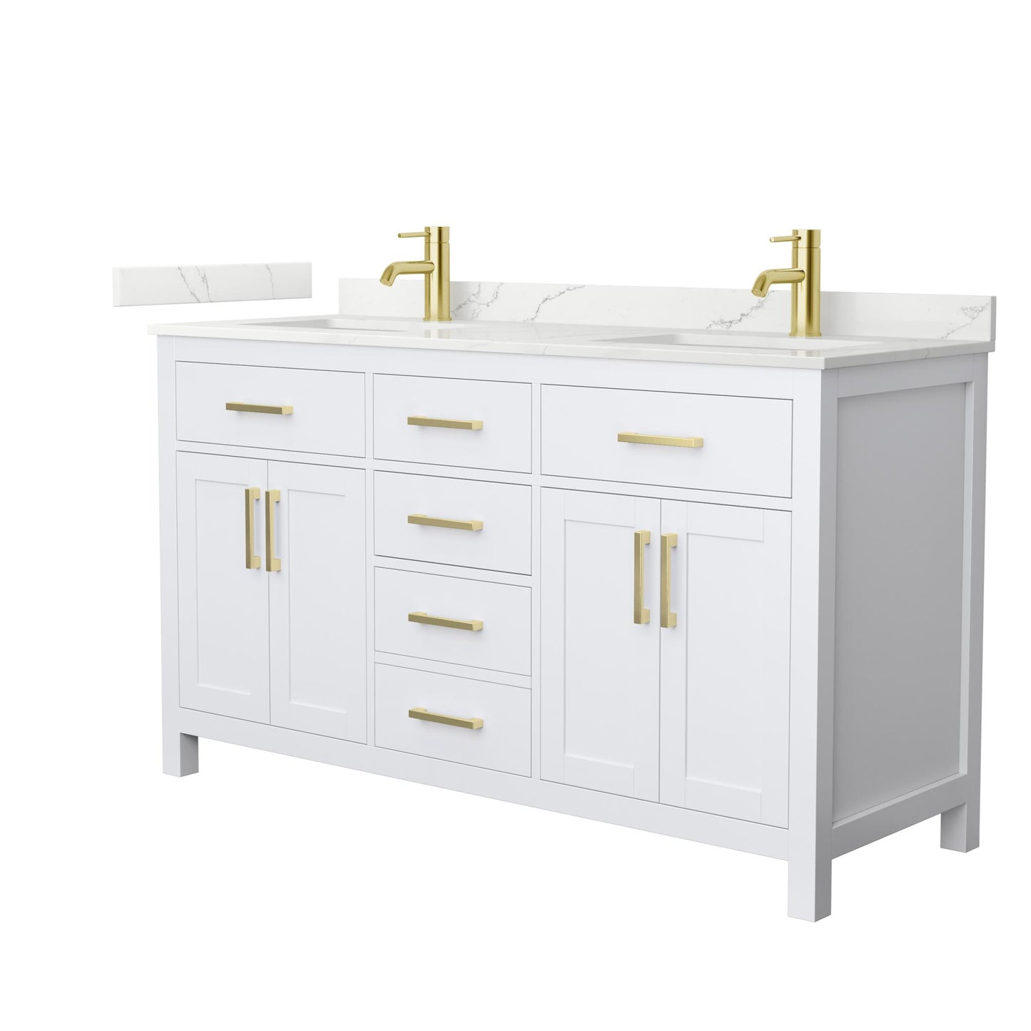 Beckett Bathroom Vanity with Countertop 60 inch Double Sink Single hole Faucet Setup
