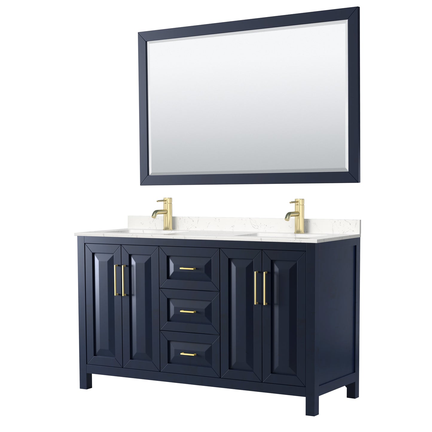 Daria Bathroom Vanity with Countertop 60 inch Double Sink Single hole Faucet Setup