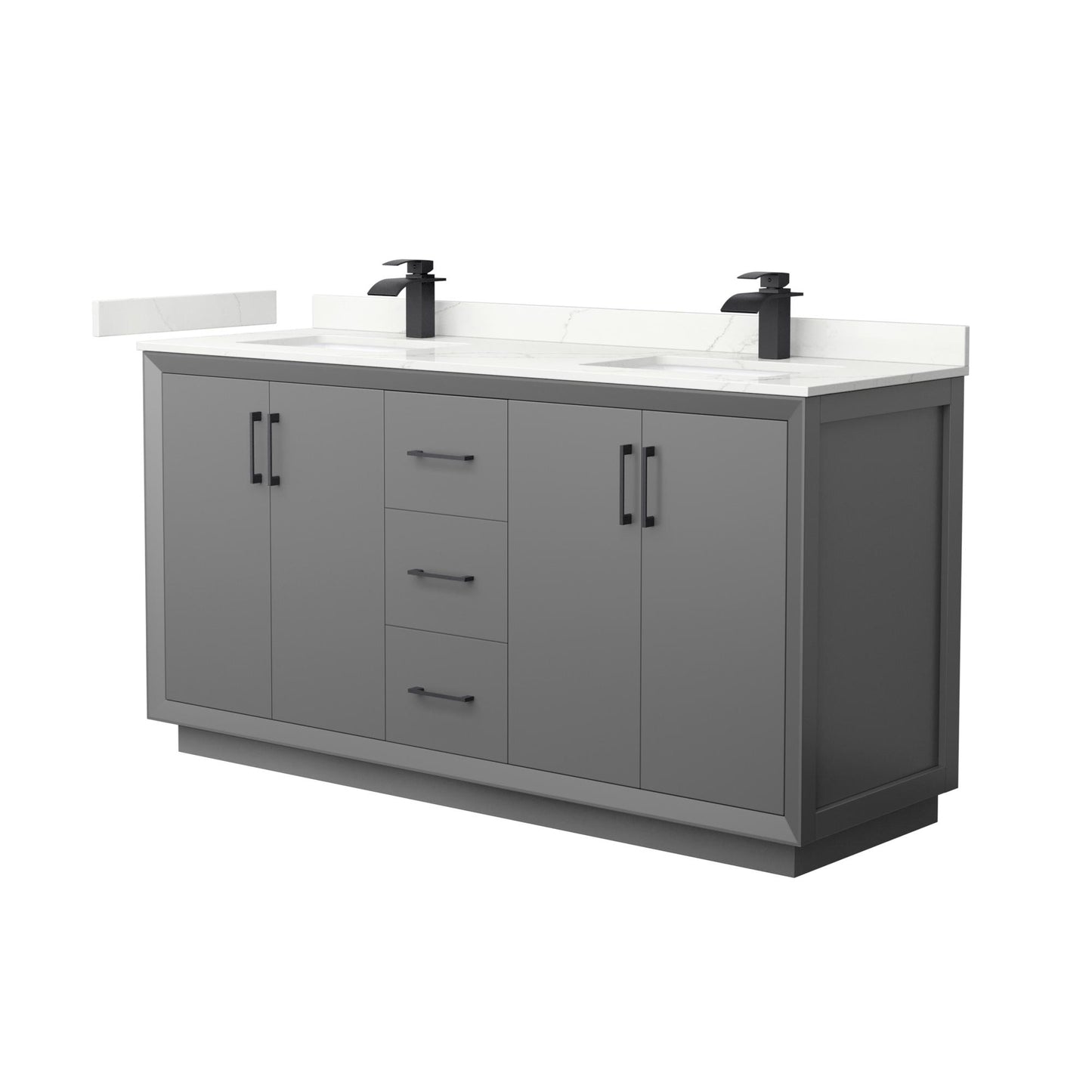 Strada Bathroom Vanity with Countertop 66 inch Double Sink Single hole Faucet Setup