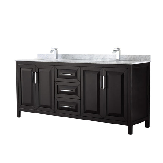 Daria Bathroom Vanity with Countertop 80 inch Double Sink Single hole Faucet Setup