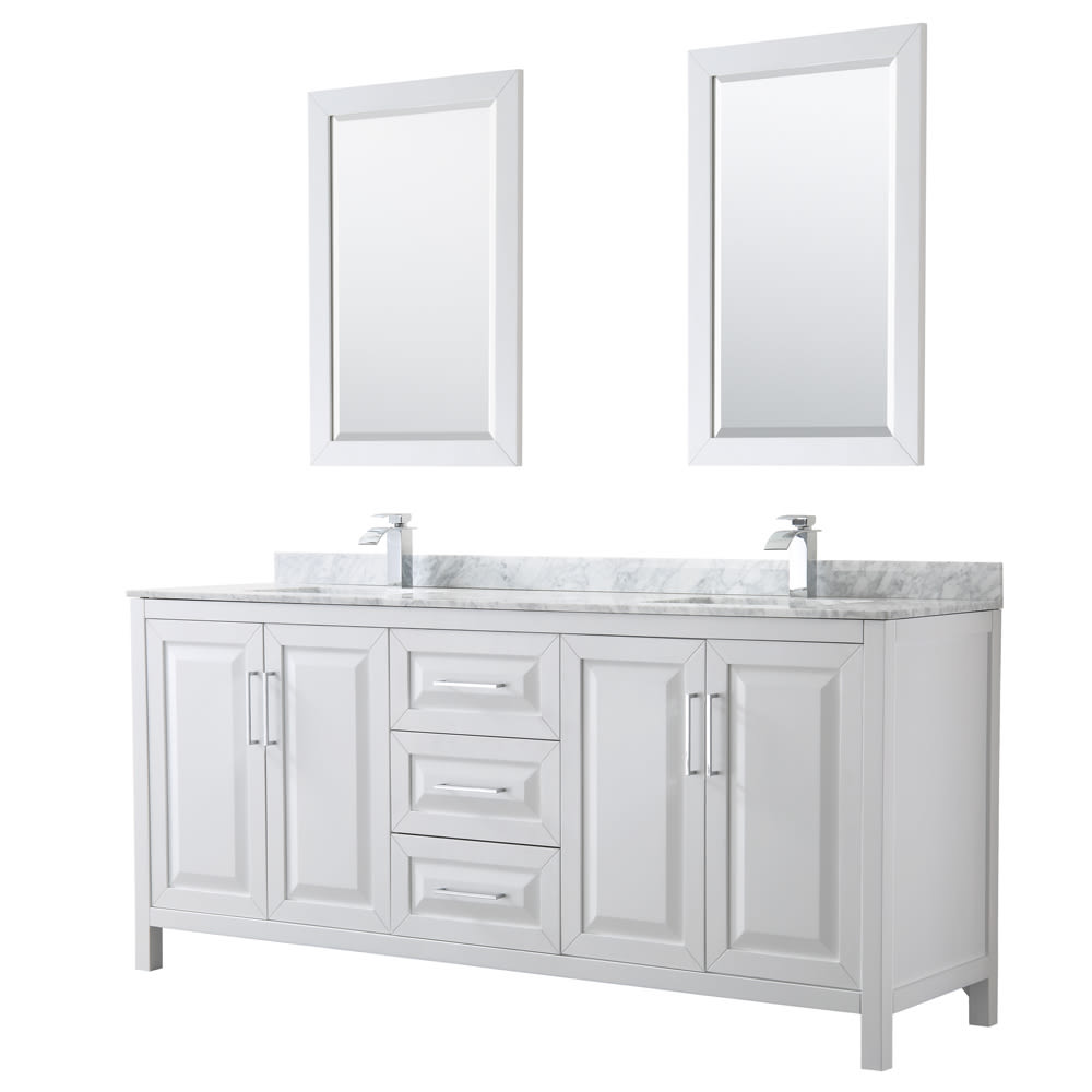 Daria Bathroom Vanity with Countertop 80 inch Double Sink Single hole Faucet Setup