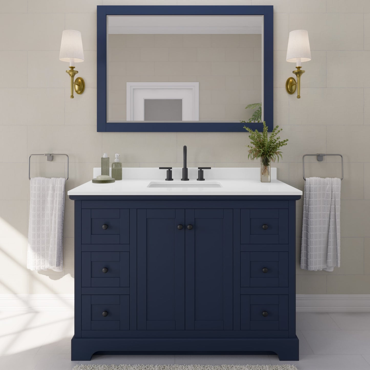 Avery Bathroom Vanity with Countertop 48 inch Single Sink 3-hole Faucet Setup