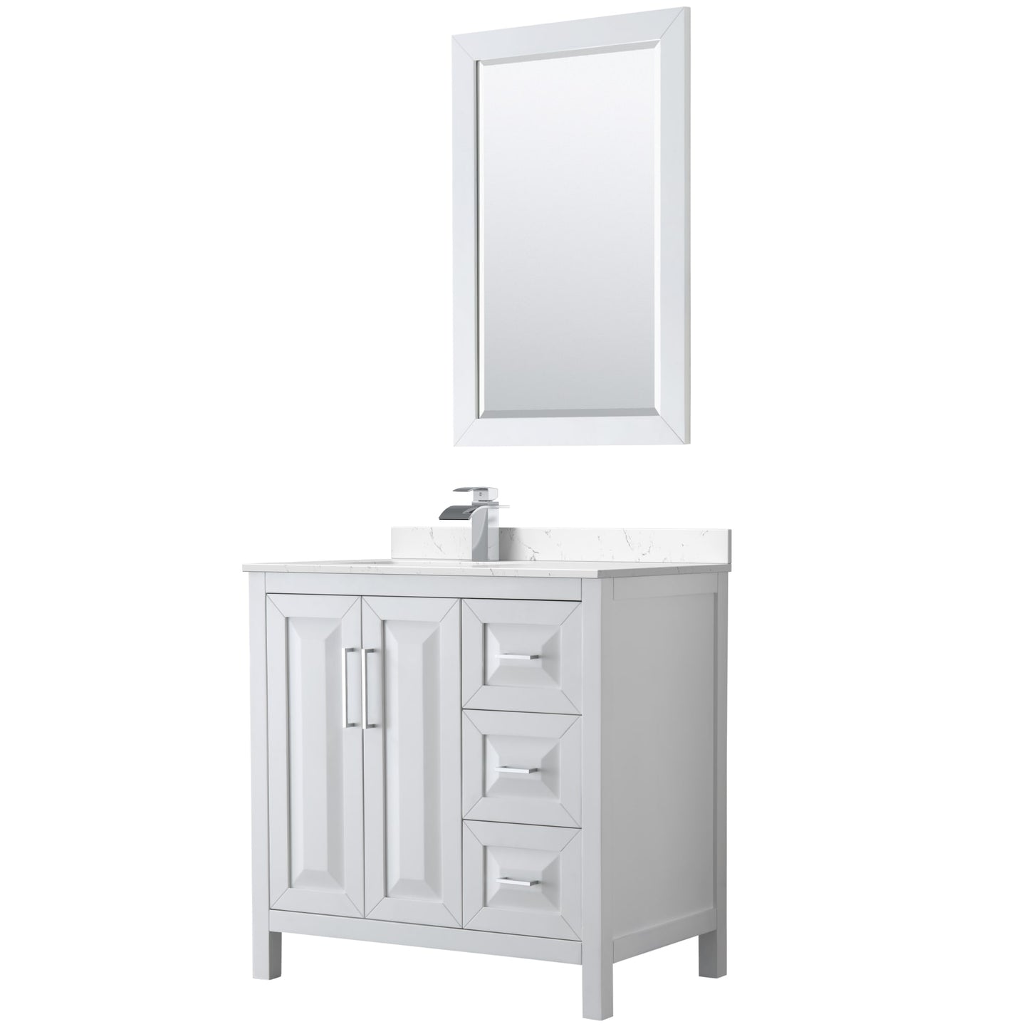 Daria Bathroom Vanity with Countertop 36 inch Single Sink Single hole Faucet Setup