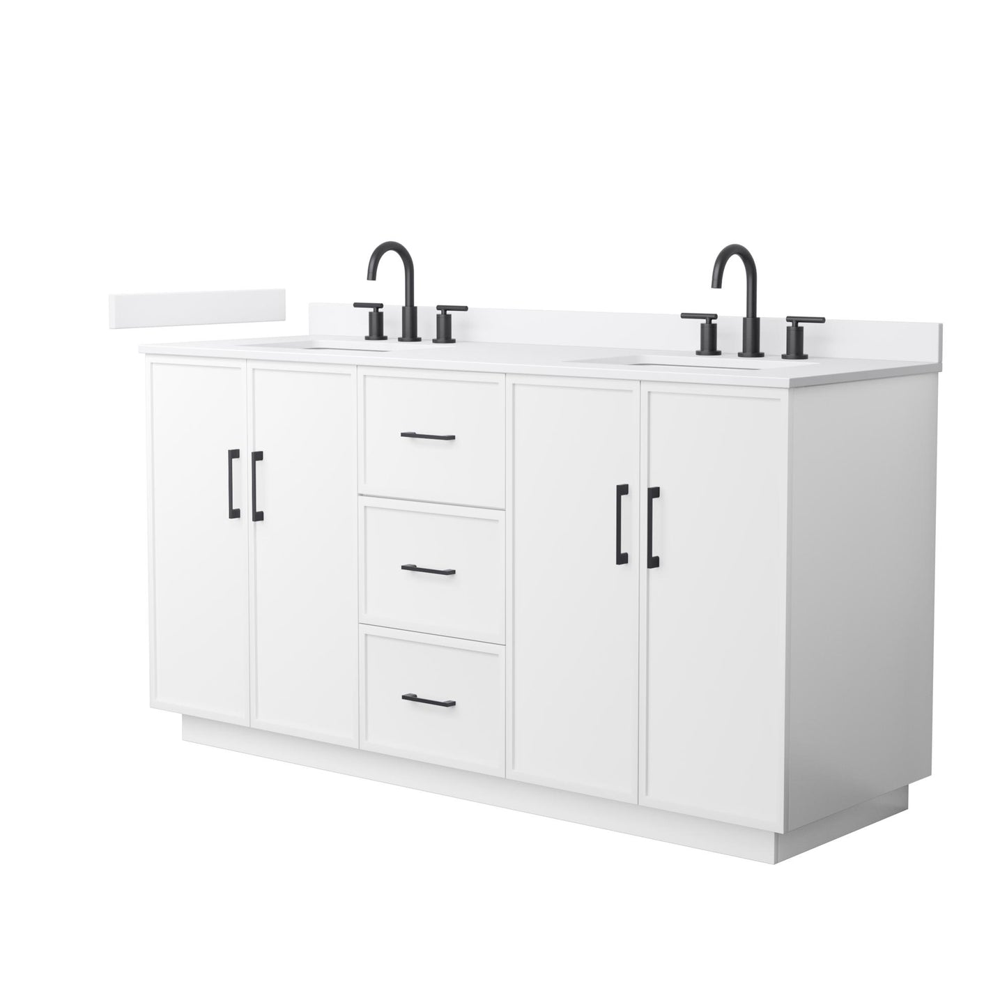 Elan TK Bathroom Vanity with Countertop 66 inch Double Sink 3-hole Faucet Setup
