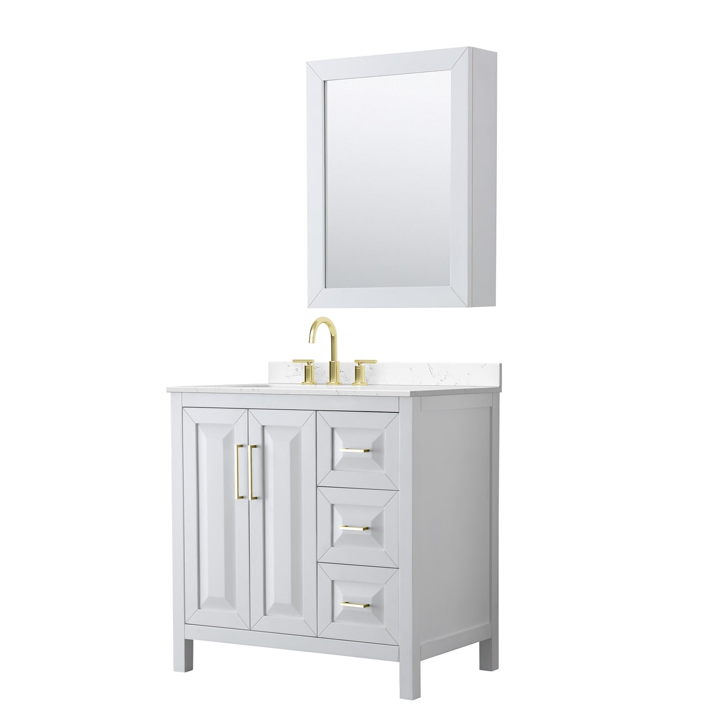 Daria Bathroom Vanity with Countertop 36 inch Single Sink 3-hole Faucet Setup