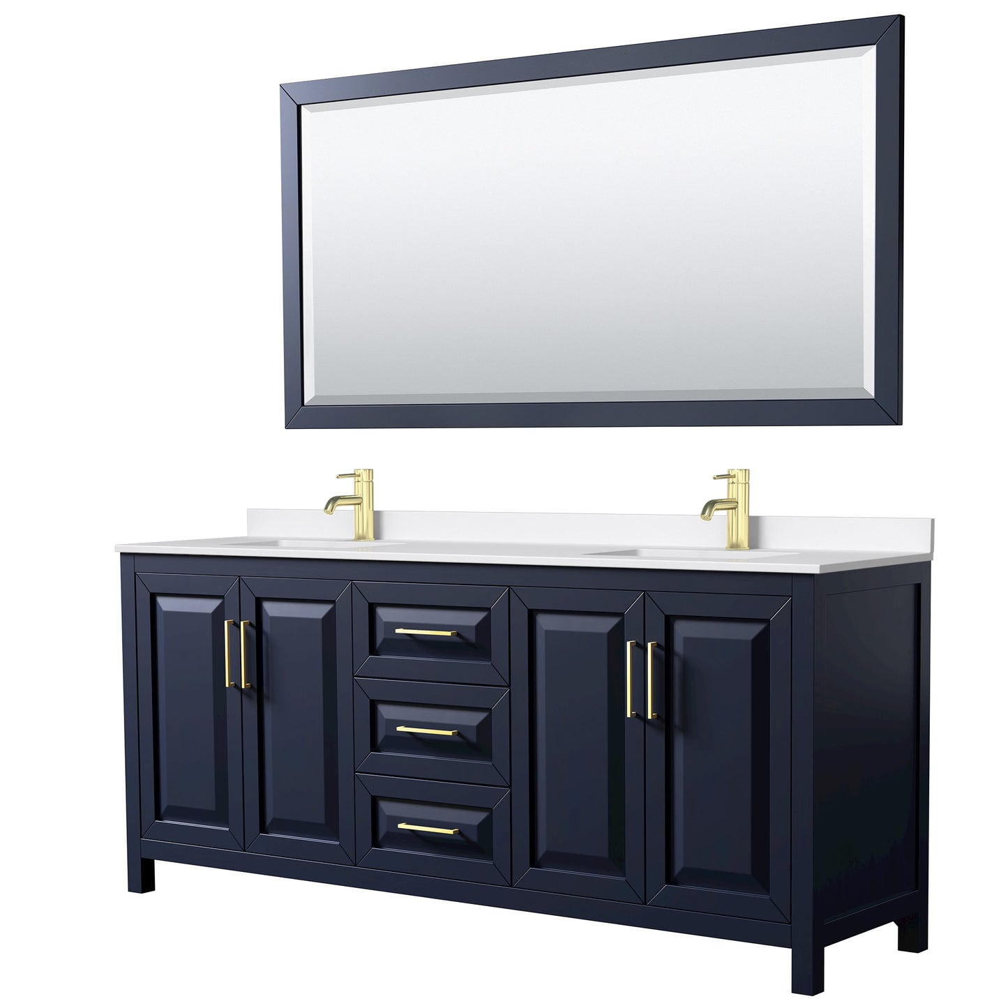 Daria Bathroom Vanity with Countertop 80 inch Double Sink Single hole Faucet Setup