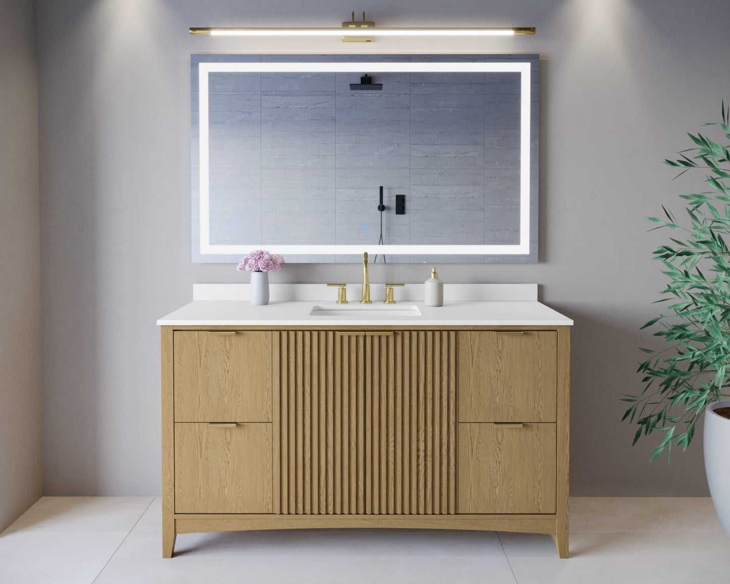 Palmilla Bathroom Vanity with Countertop 60 inch Single Sink 3-hole Faucet Setup