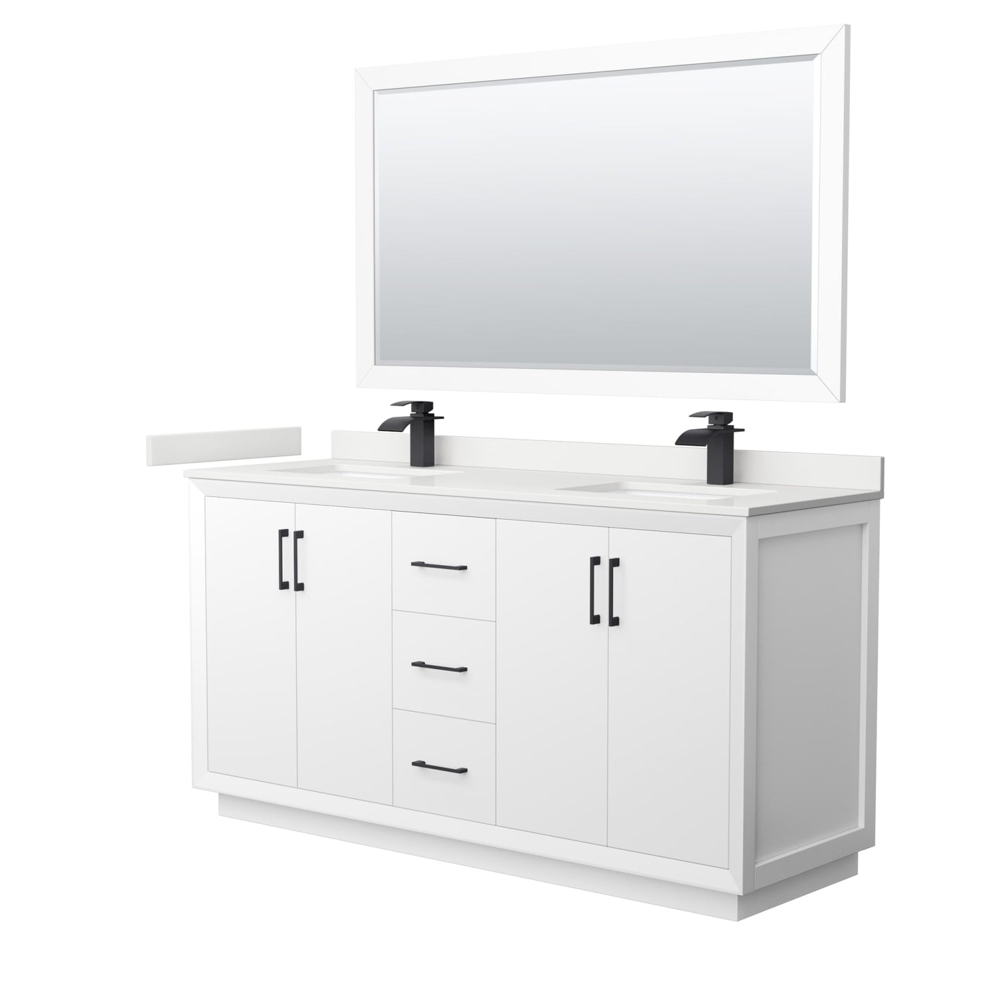 Strada Bathroom Vanity with Countertop 66 inch Double Sink Single hole Faucet Setup