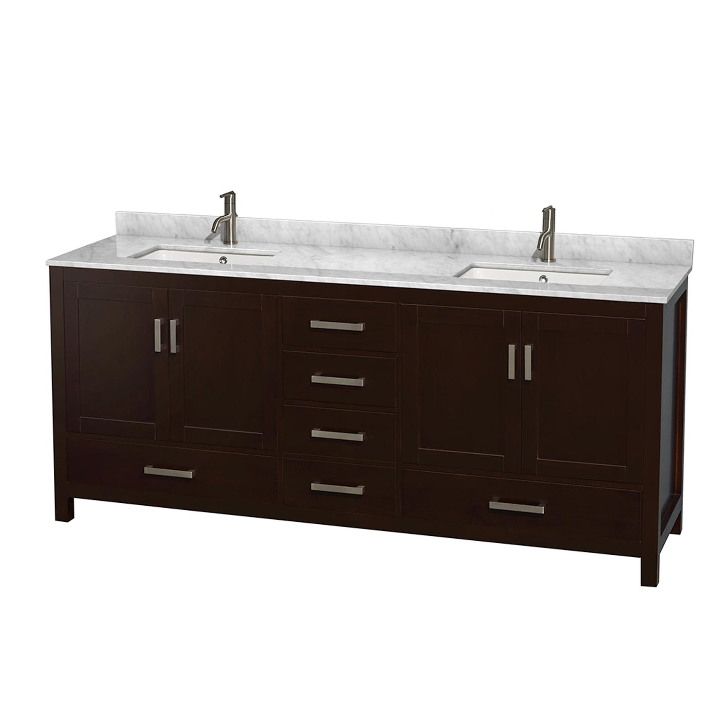 Sheffield Bathroom Vanity with Countertop 80 inch Double Sink Single hole Faucet Setup