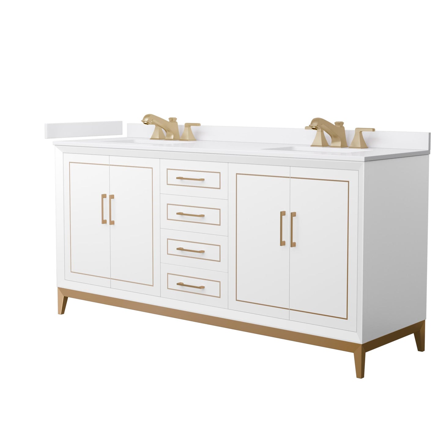 Marlena Bathroom Vanity with Countertop 72 inch Double Sink 3-hole Faucet Setup