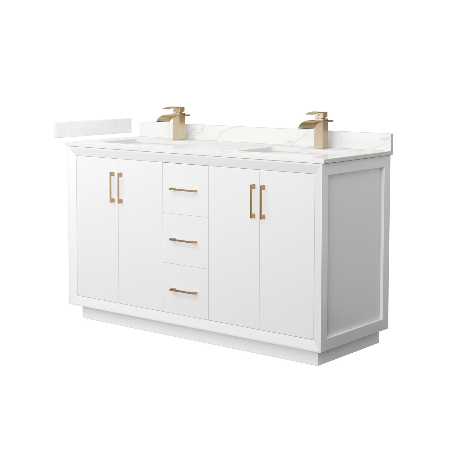 Strada Bathroom Vanity with Countertop 60 inch Double Sink Single hole Faucet Setup