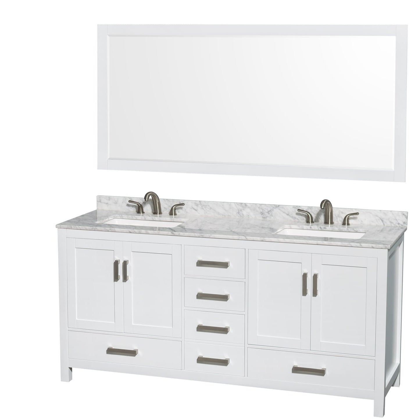 Sheffield Bathroom Vanity with Countertop 72 inch Double Sink 3-hole Faucet Setup