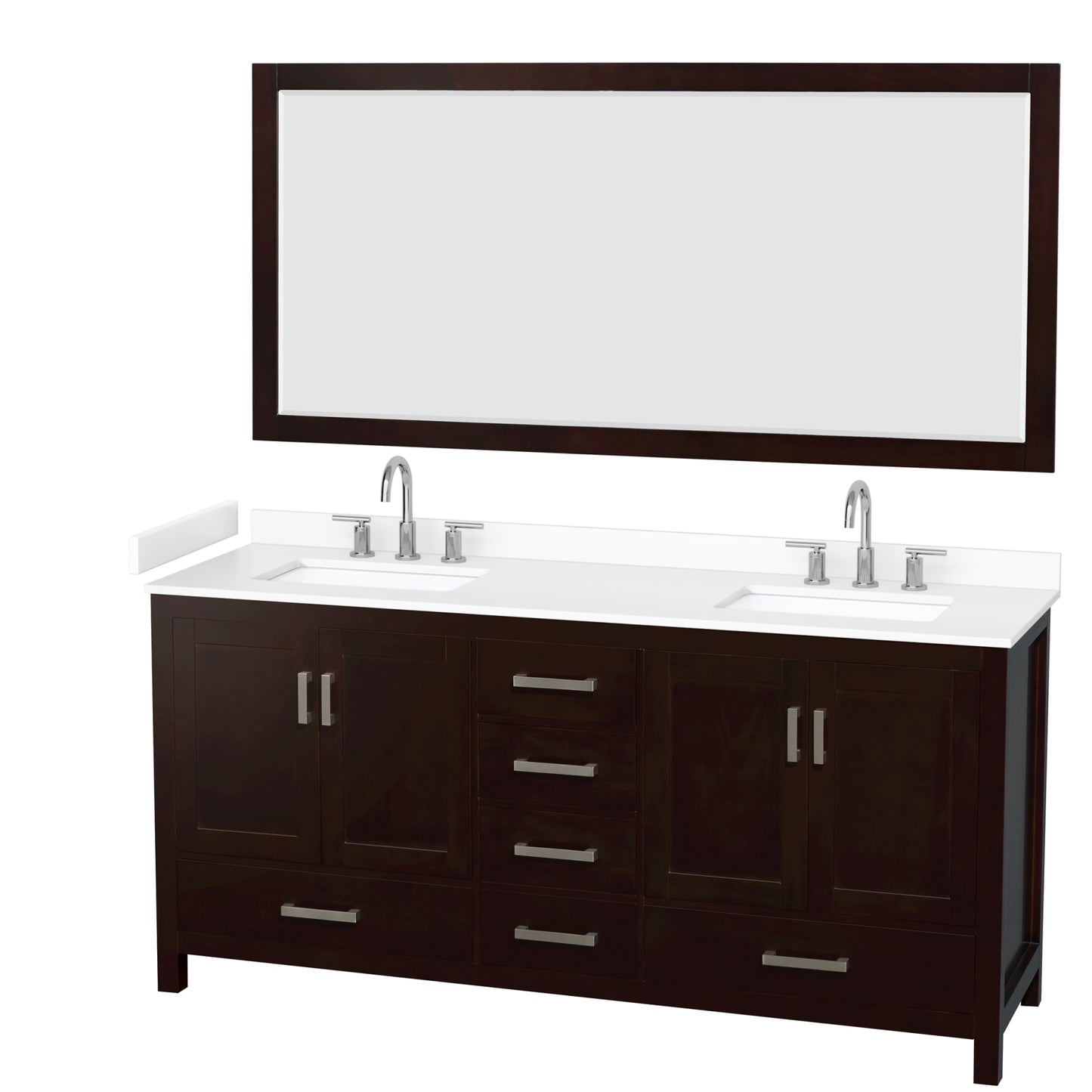Sheffield Bathroom Vanity with Countertop 72 inch Double Sink 3-hole Faucet Setup