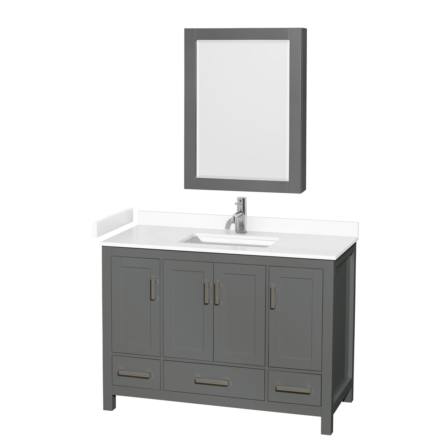 Sheffield Bathroom Vanity with Countertop 48 inch Single Sink Single hole Faucet Setup