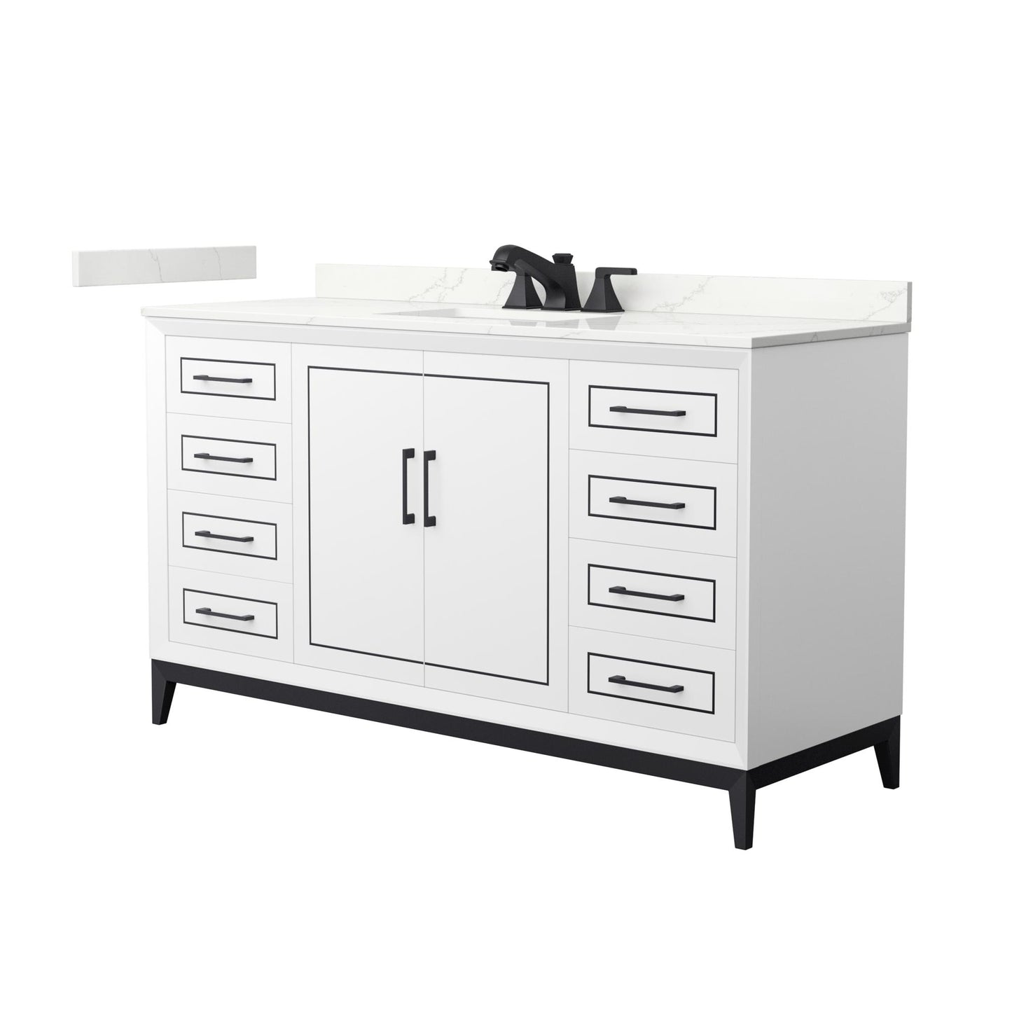 Marlena Bathroom Vanity with Countertop 60 inch Single Sink 3-hole Faucet Setup