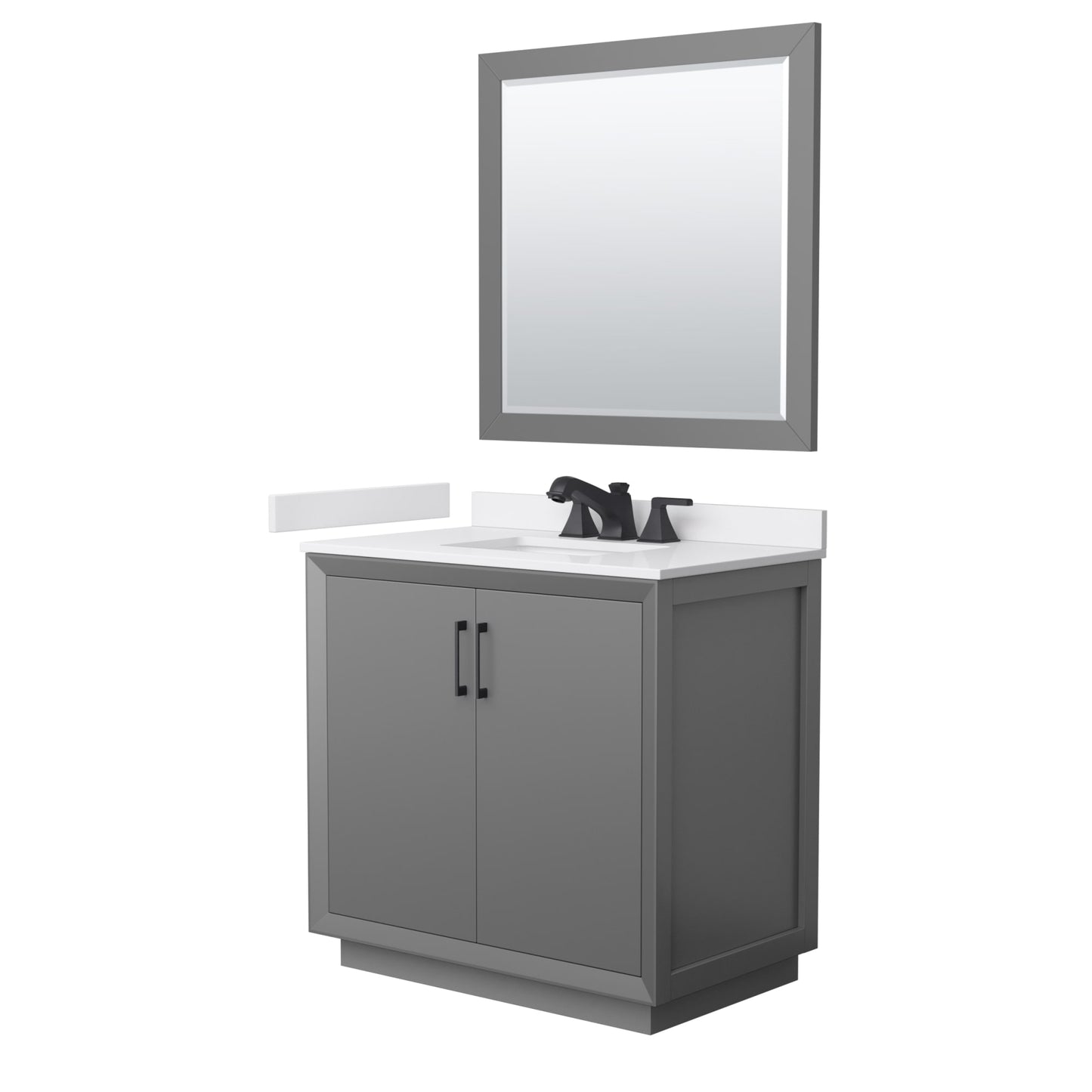 Strada Bathroom Vanity with Countertop 36 inch Single Sink 3-hole Faucet Setup