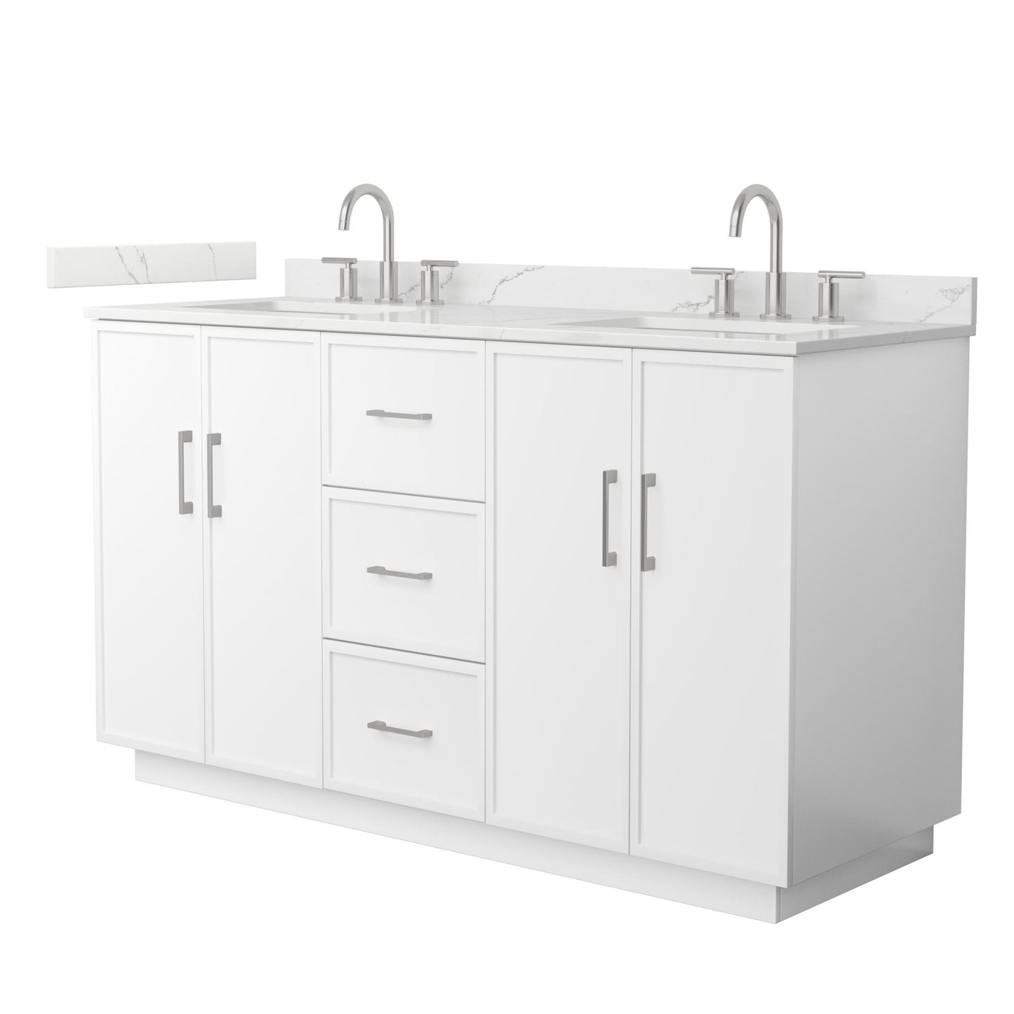 Elan TK Bathroom Vanity with Countertop 60 inch Double Sink 3-hole Faucet Setup