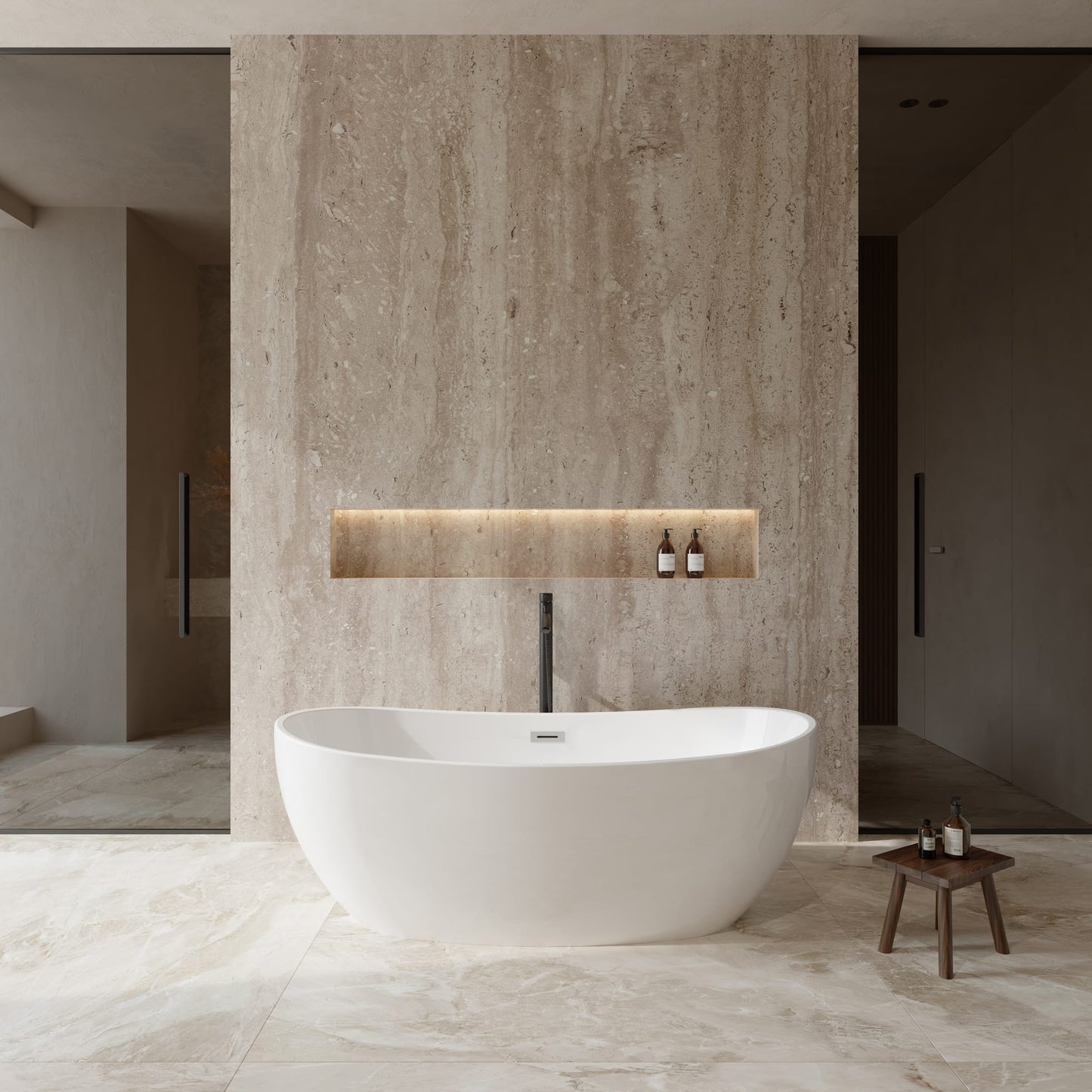 Rebecca Freestanding Acrylic Bathtub With Faucet 65 inch