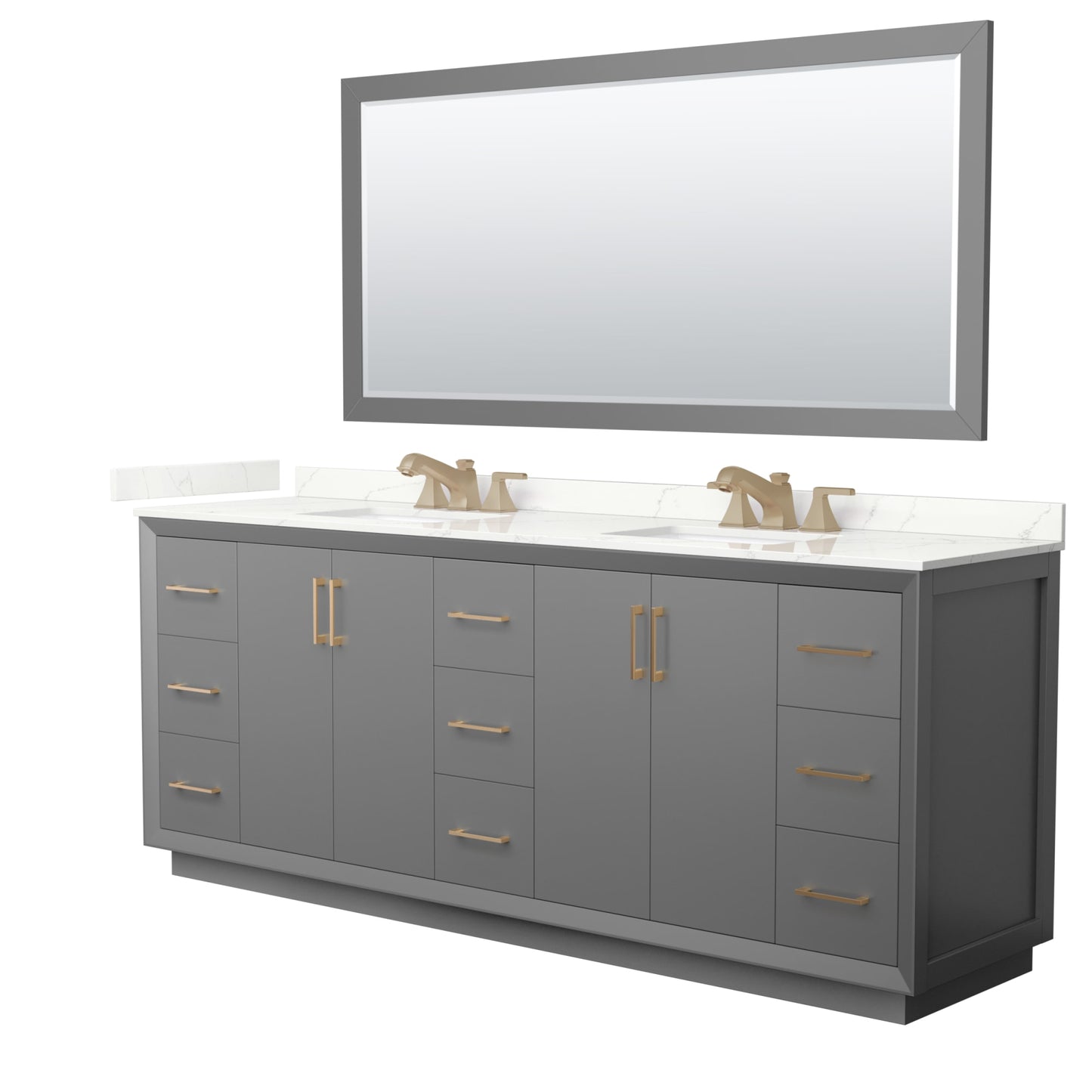 Strada Bathroom Vanity with Countertop 84 inch Double Sink 3-hole Faucet Setup