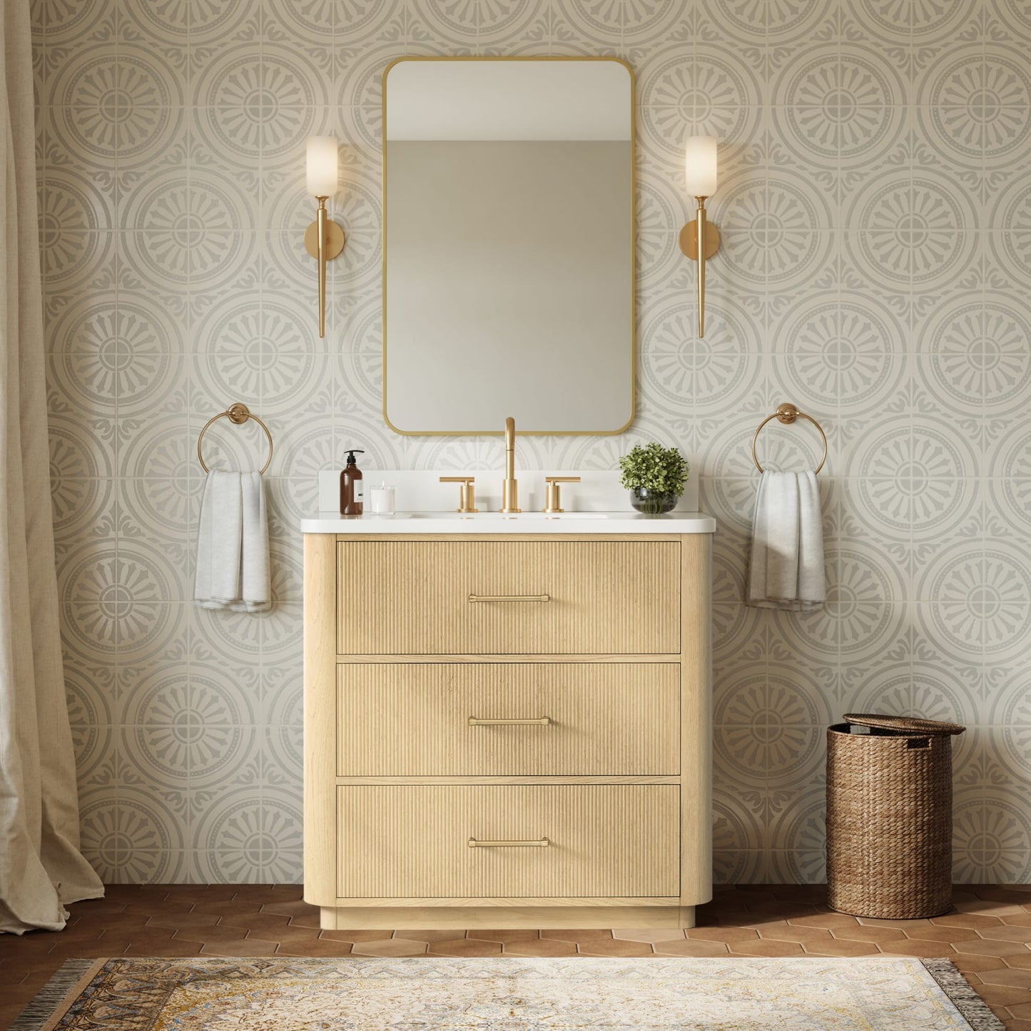 Francesca Bathroom Vanity with Countertop 36 inch Single Sink 3-hole Faucet Setup