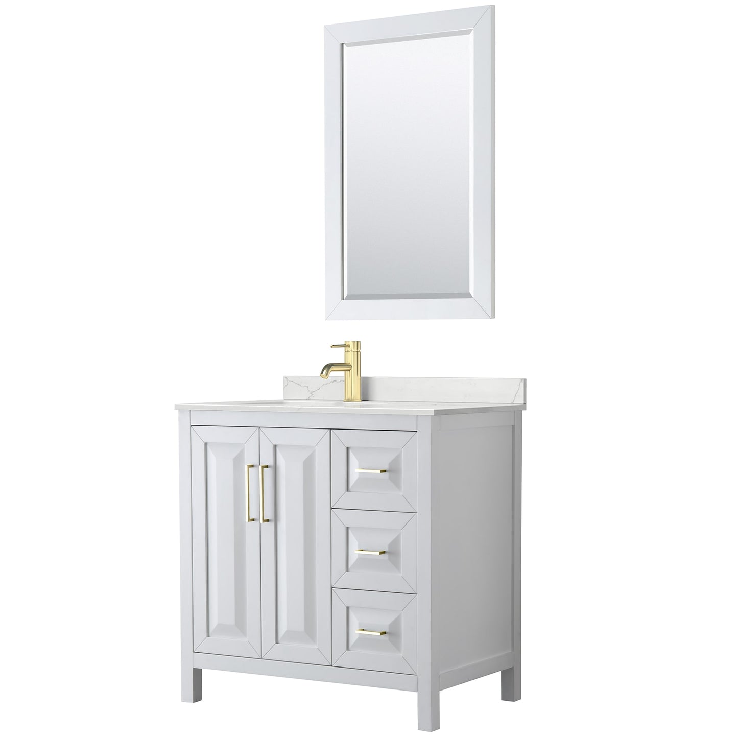 Daria Bathroom Vanity with Countertop 36 inch Single Sink Single hole Faucet Setup