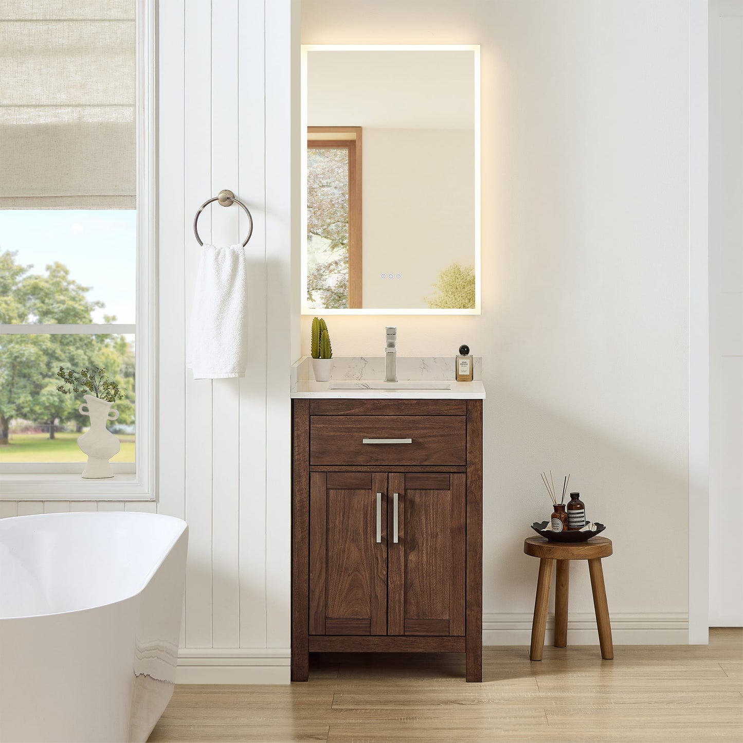 Beckett Bathroom Vanity with Countertop 24 inch Single Sink Single hole Faucet Setup
