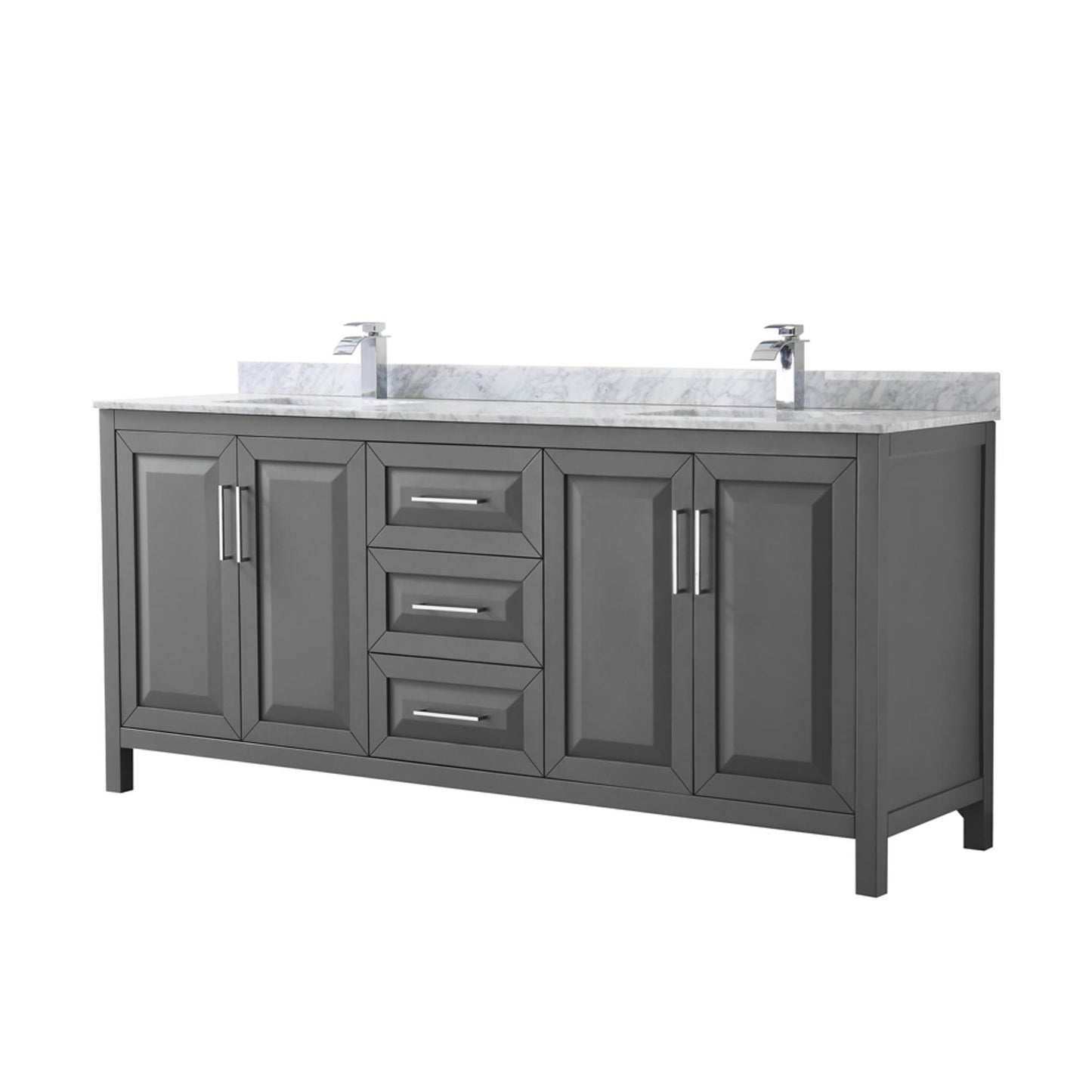 Daria Bathroom Vanity with Countertop 80 inch Double Sink Single hole Faucet Setup