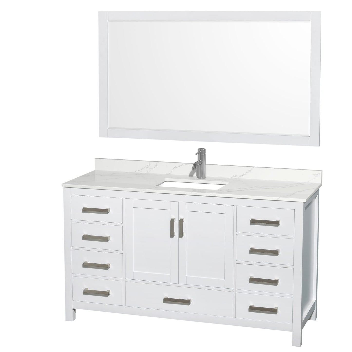 Sheffield Bathroom Vanity with Countertop 60 inch Single Sink Single hole Faucet Setup