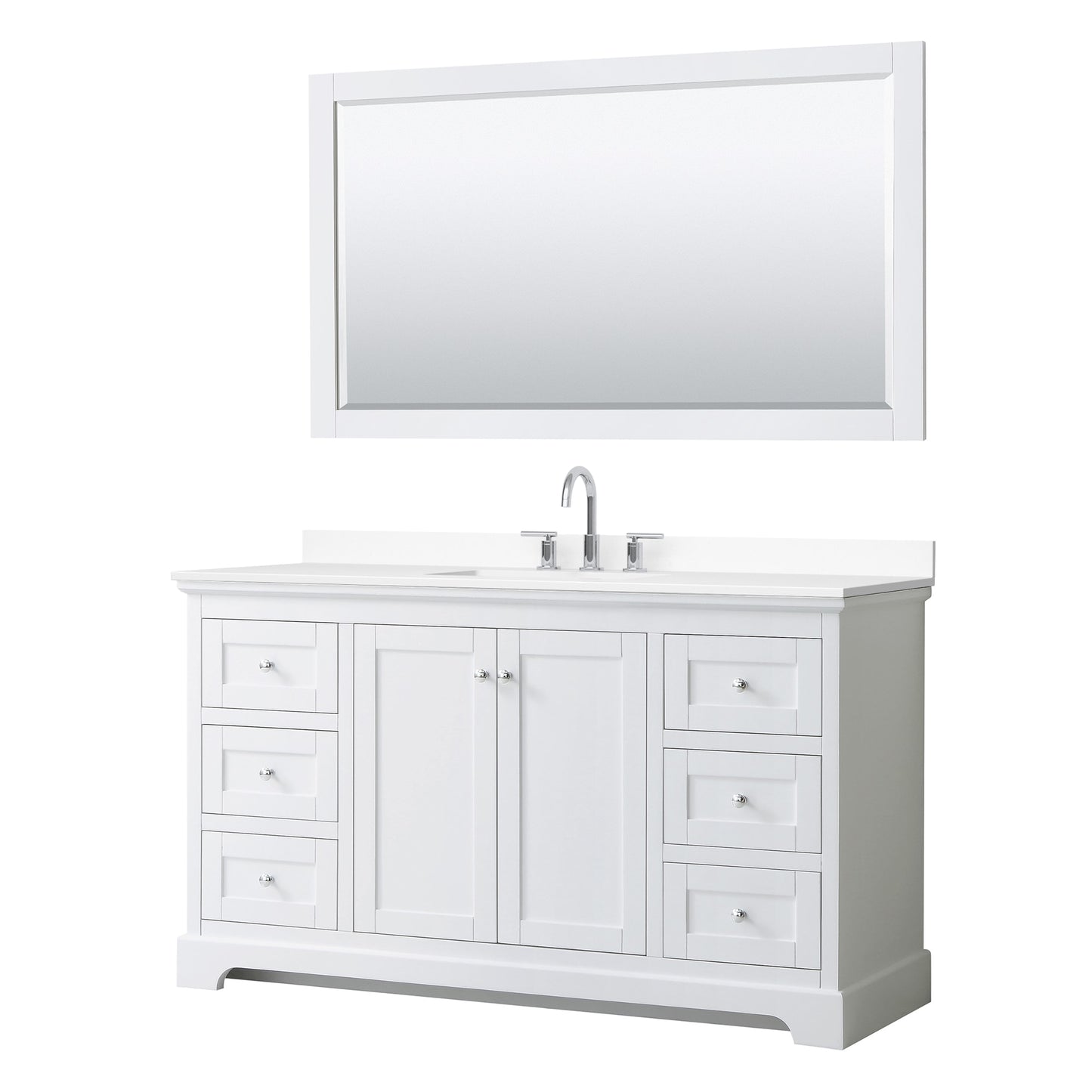 Avery Bathroom Vanity with Countertop 60 inch Single Sink 3-hole Faucet Setup