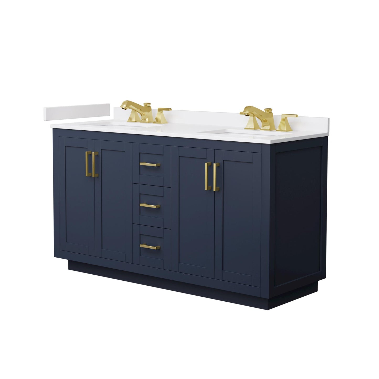 Miranda Bathroom Vanity with Countertop 60 inch Double Sink 3-hole Faucet Setup